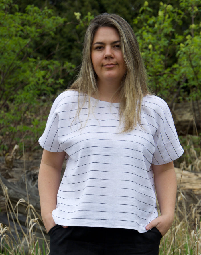 Marketplace - Small - Box Top - Light Linen - Black Stripe