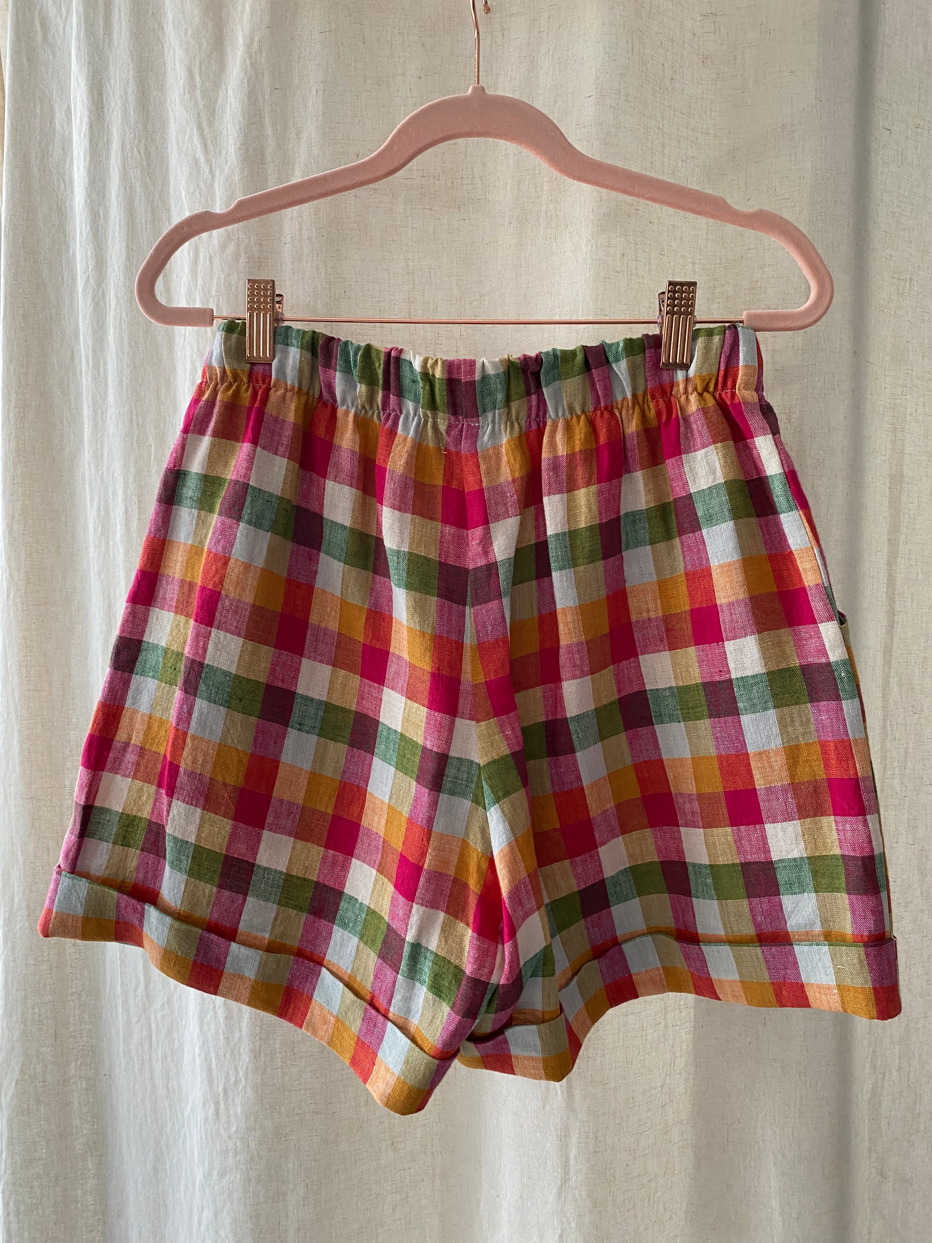 Marketplace - M - Cuff Shorts - Linen - Orchard Check