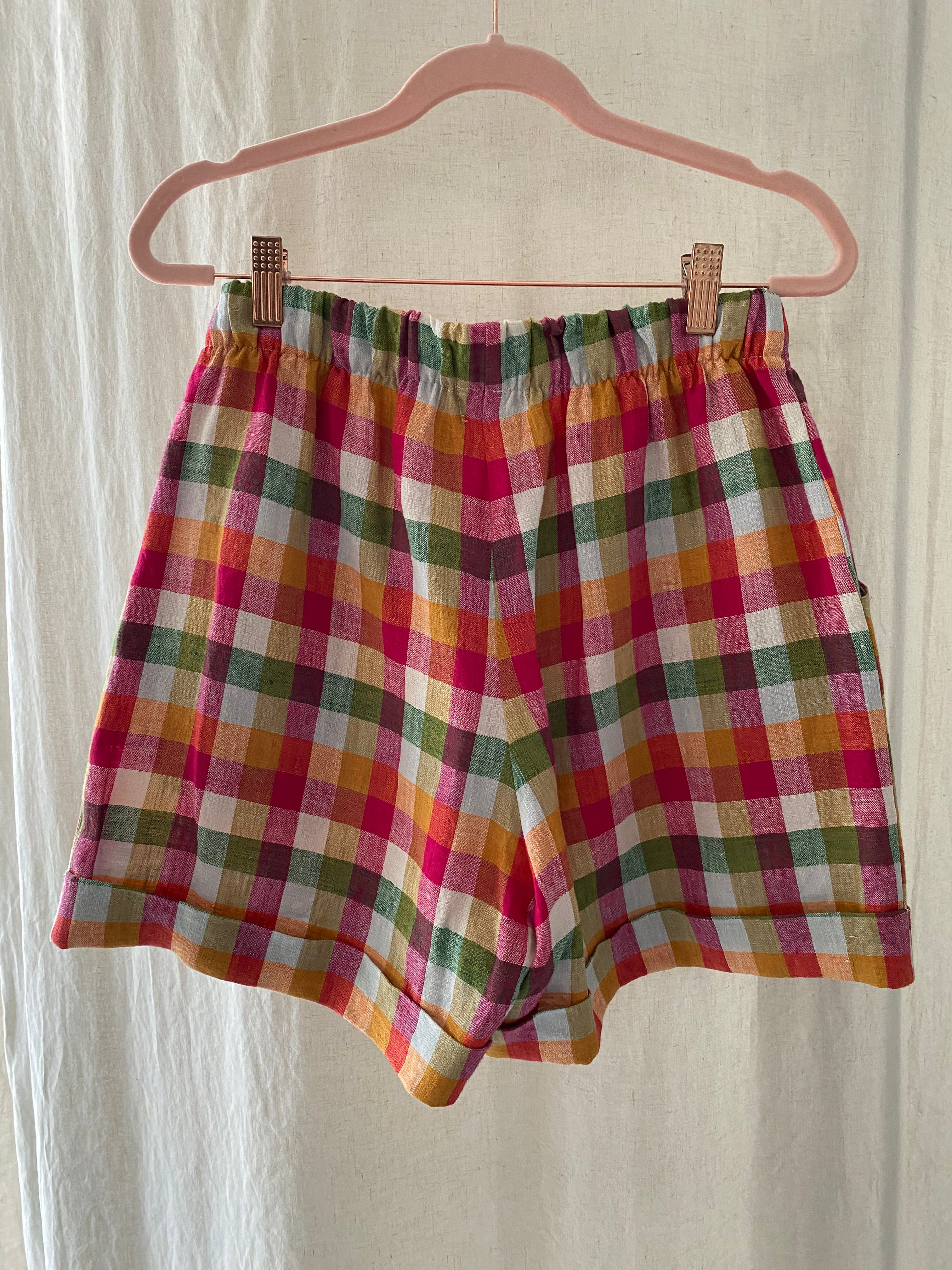 Marketplace - M - Cuff Shorts - Linen - Orchard Check