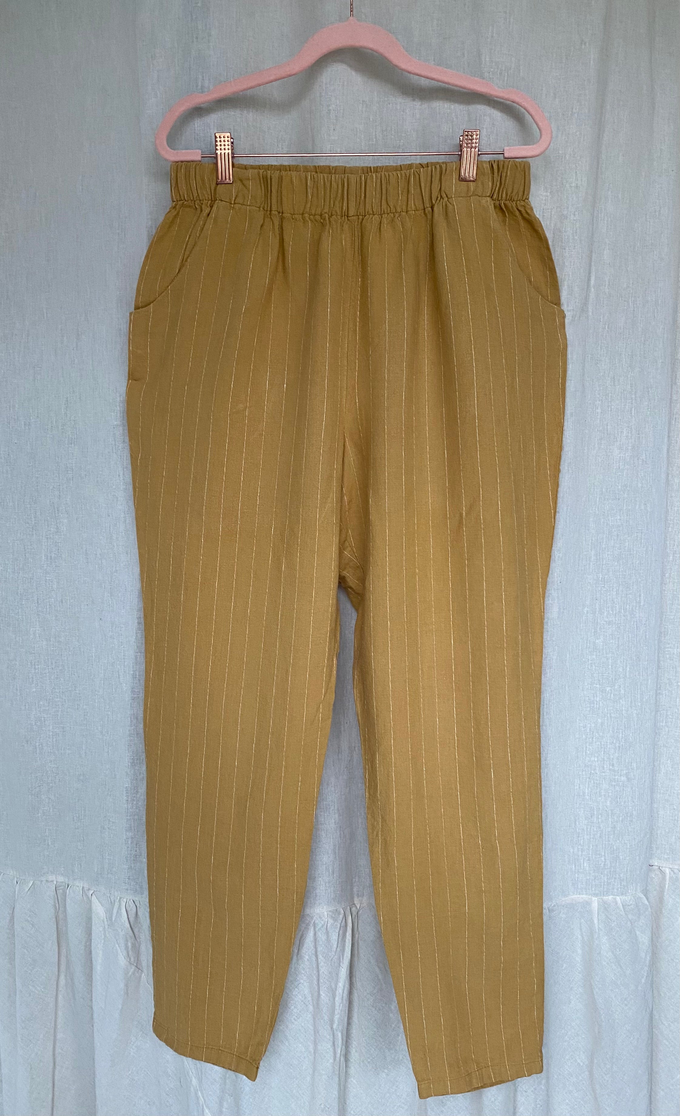 Marketplace - L - The Slacks - Linen - Ochre Stripe