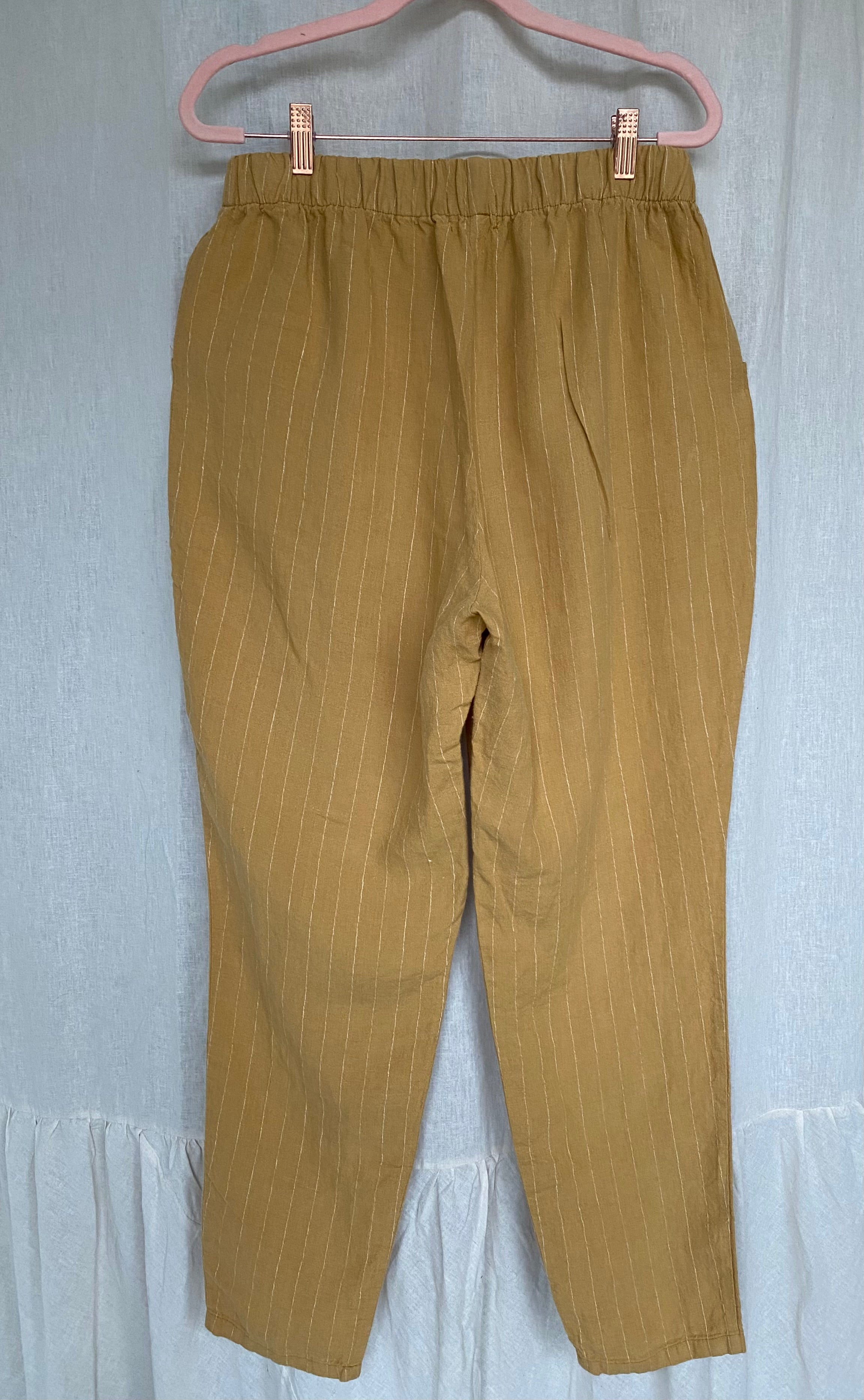 Marketplace - L - The Slacks - Linen - Ochre Stripe