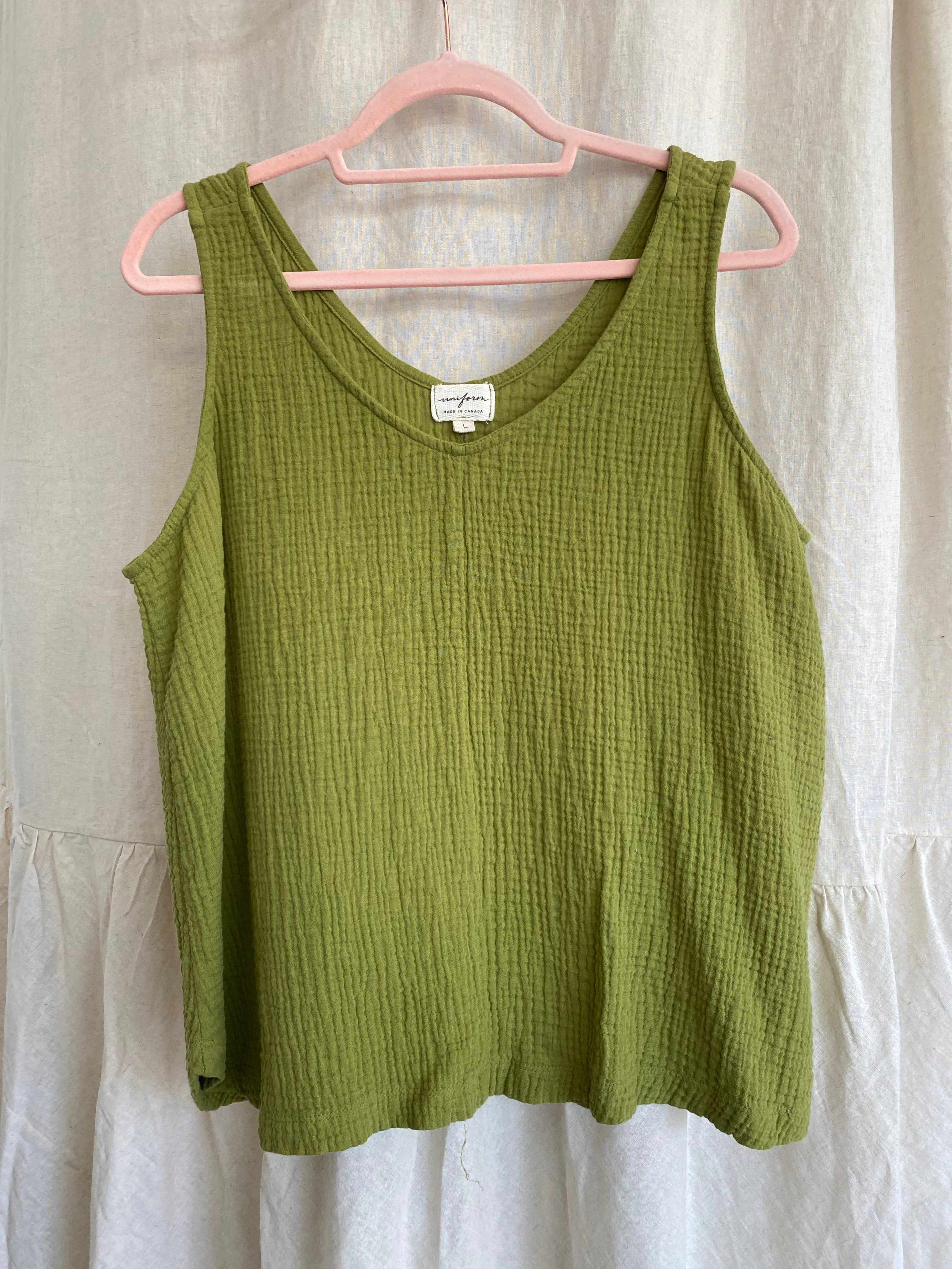 Marketplace - L - Tank Top - Gauze - Kelp