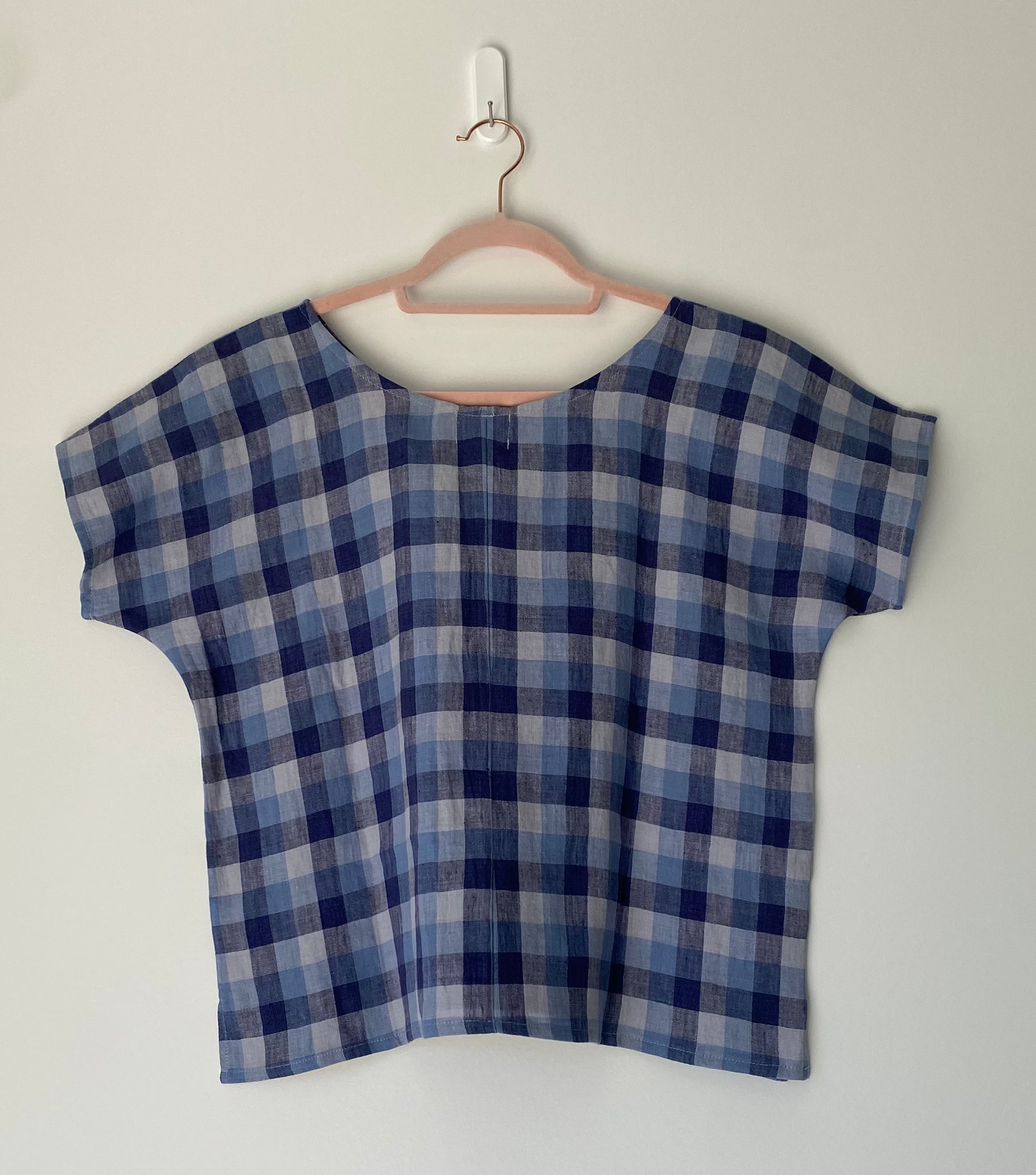 Marketplace - XS - Box Top - Linen - Blue Check