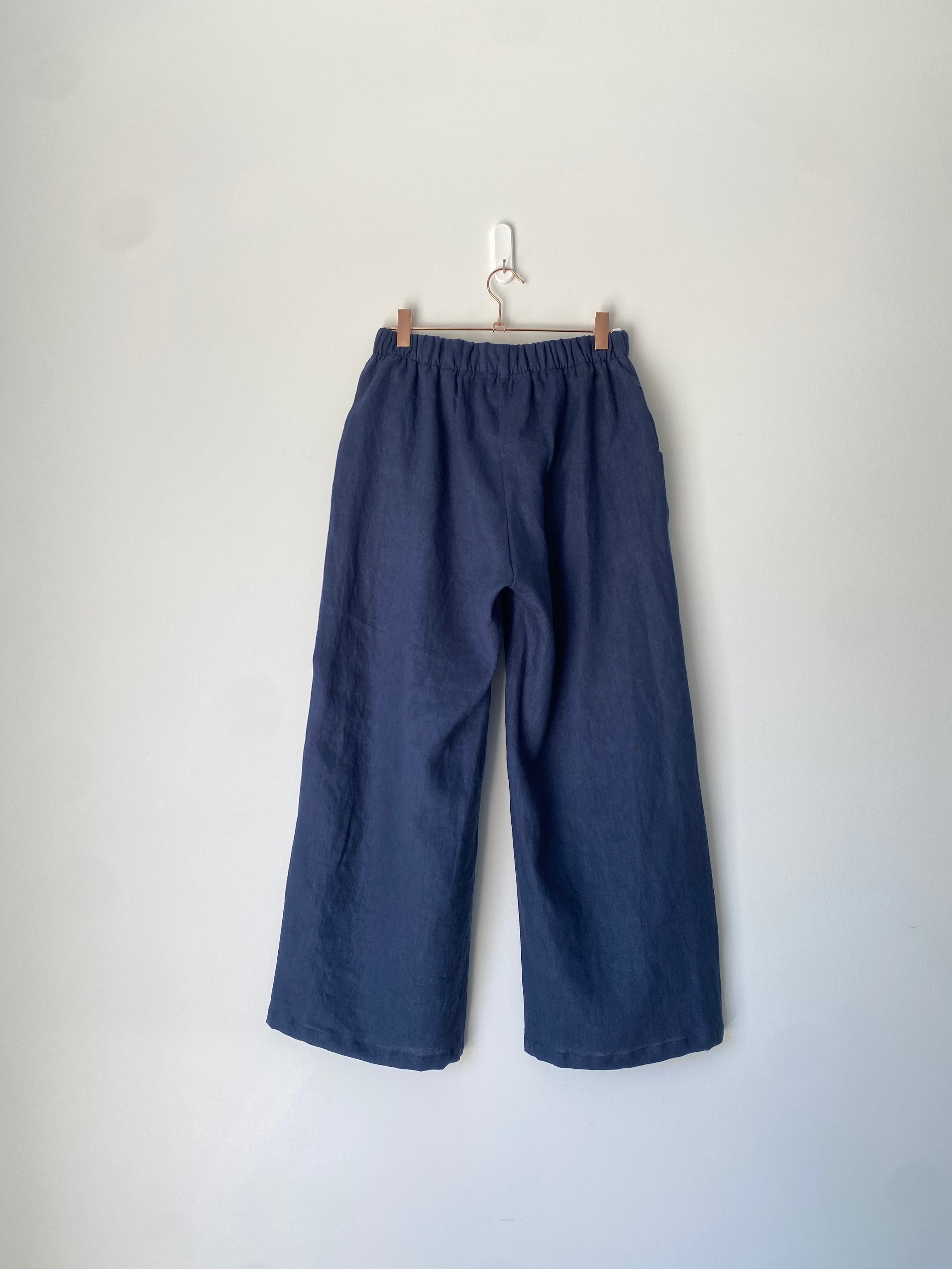 Marketplace - M - The Wanderer Wide Leg Slacks - Linen - Navy