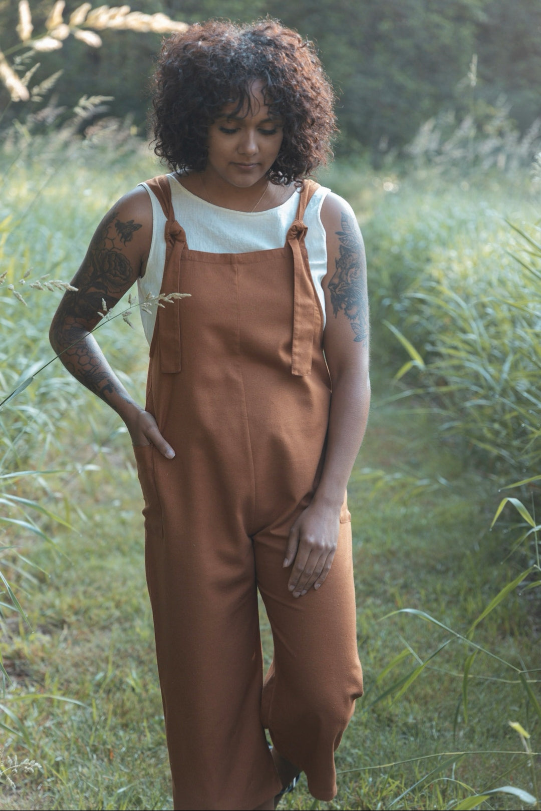 The Dungaree Pedal Pushers - Raw Silk