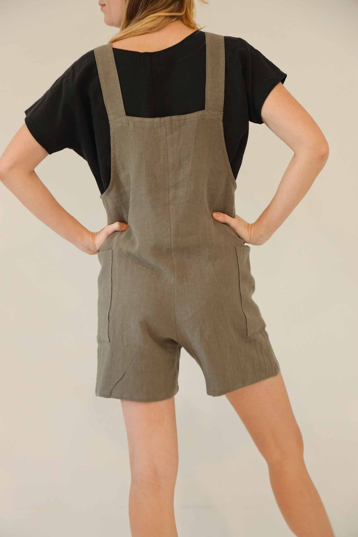 The Dungaree Shorts - Antique Linen