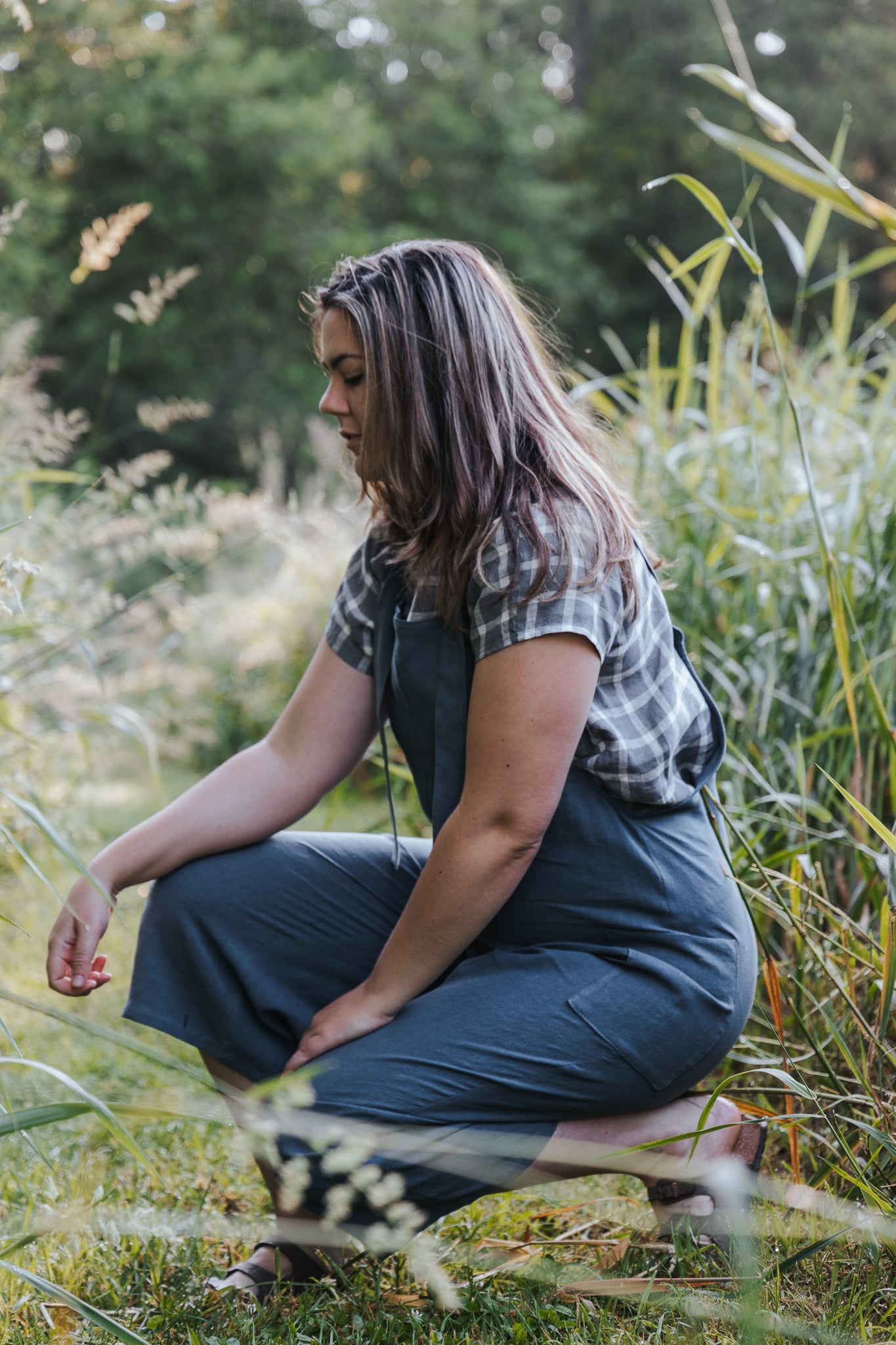 The Dungaree  Pedal Pushers - Antique Linen