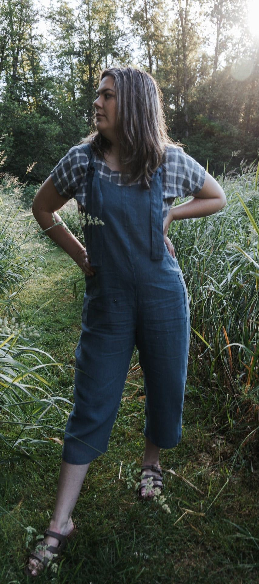 The Dungaree  Pedal Pushers - Antique Linen