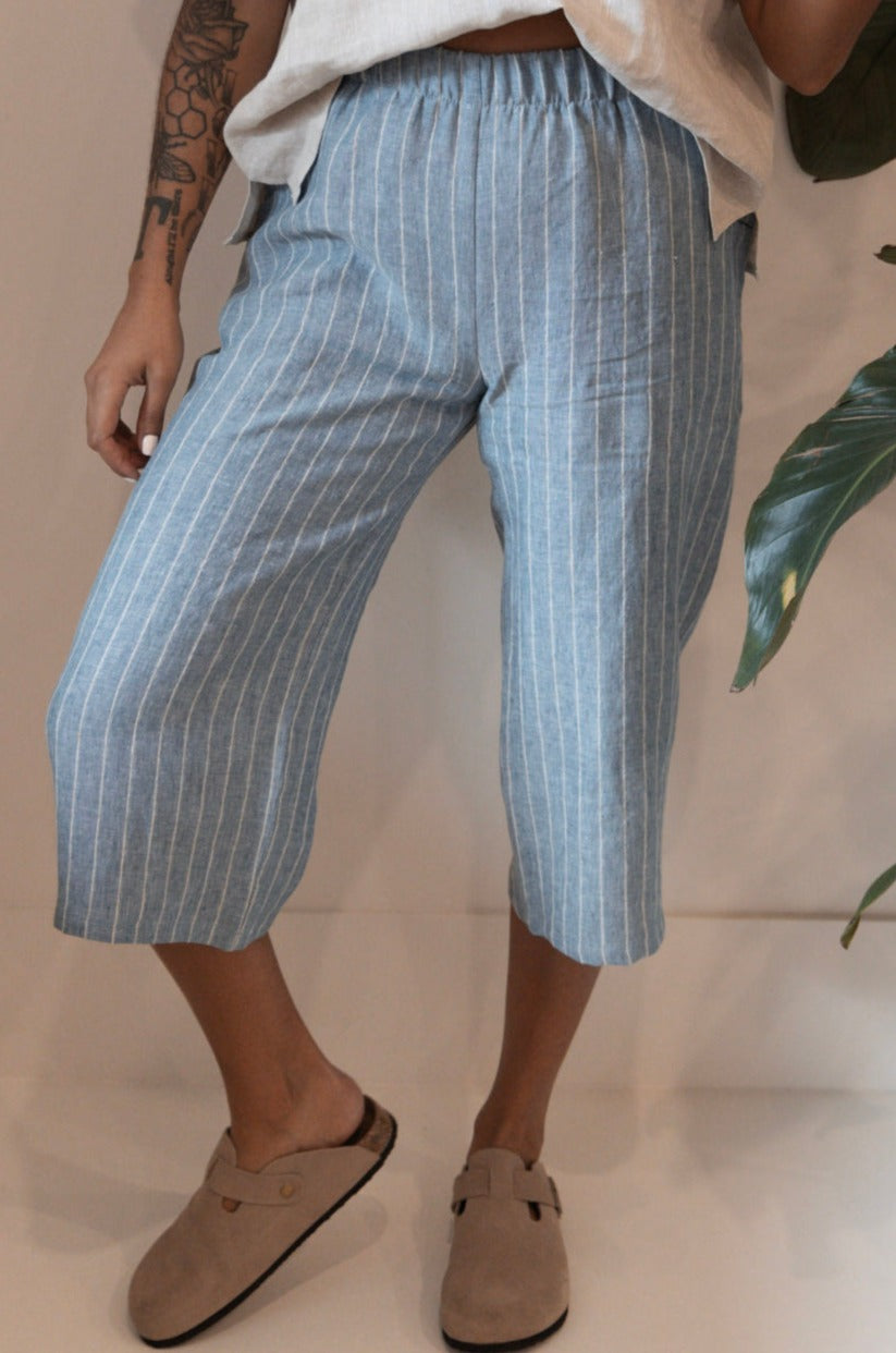 The Pedal Pushers - Linen Checks & Stripes