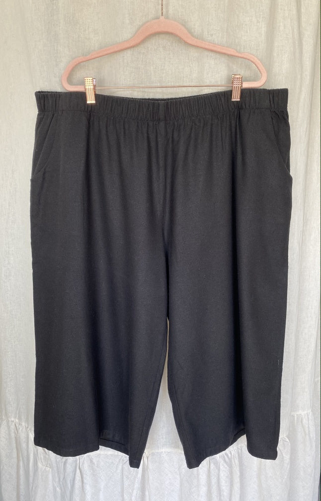 Marketplace - 3X - Black Raw Silk - Pedal Pushers