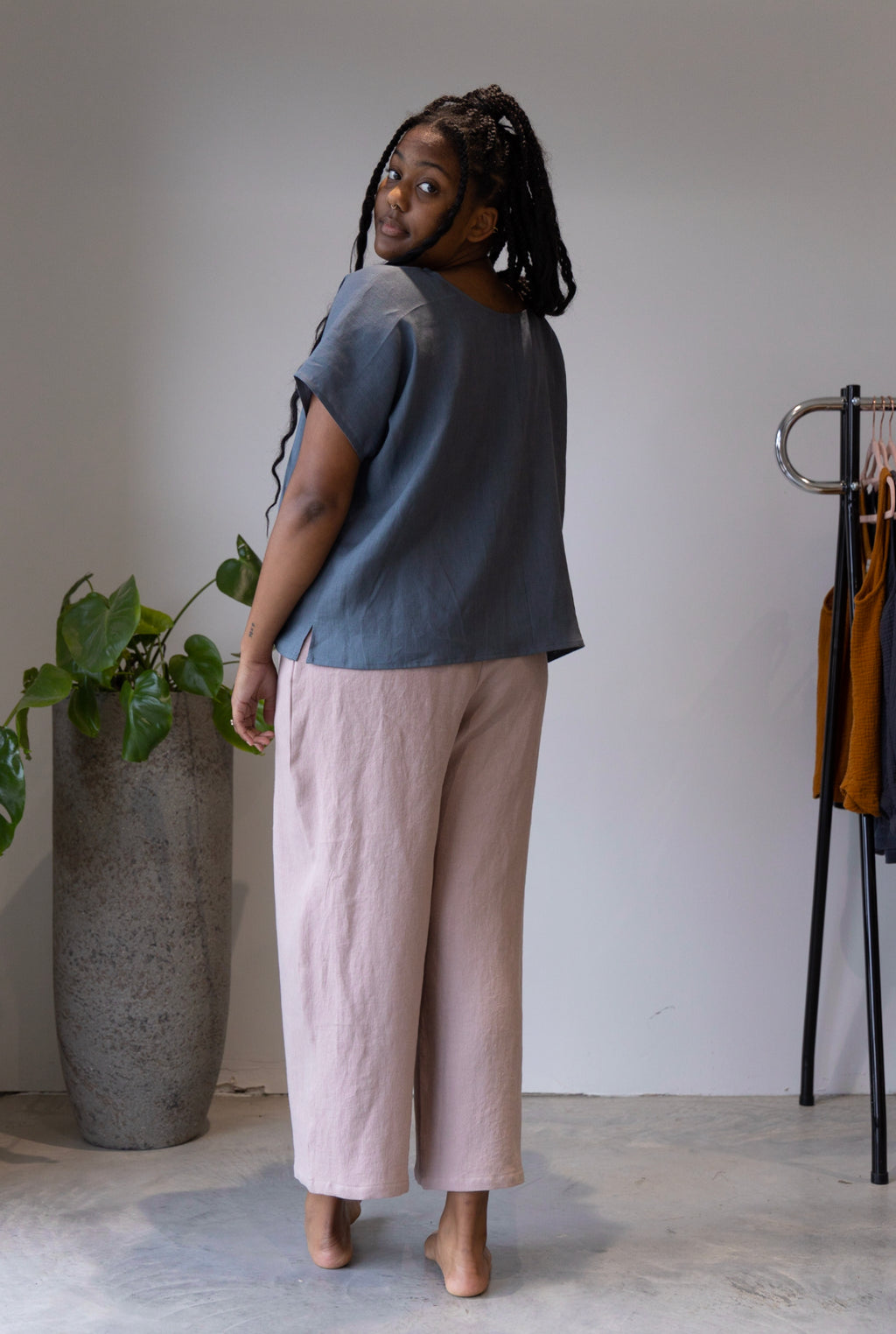 The Wanderer Wide Leg Slacks - Heavy Linen Twill