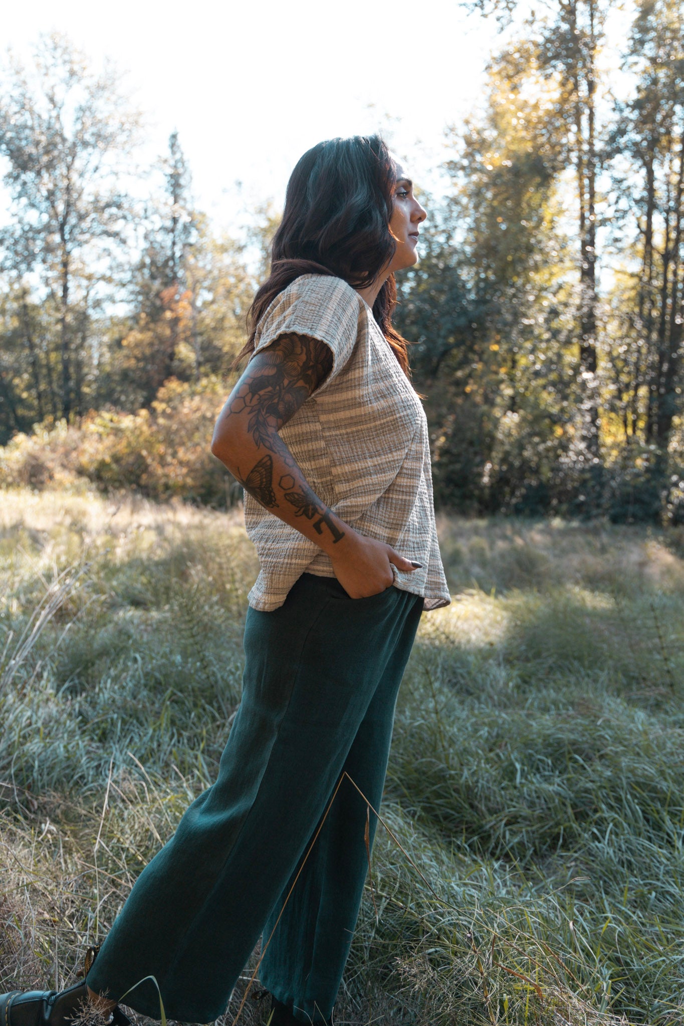 The Wanderer Wide Leg Slacks - Heavy Linen Twill