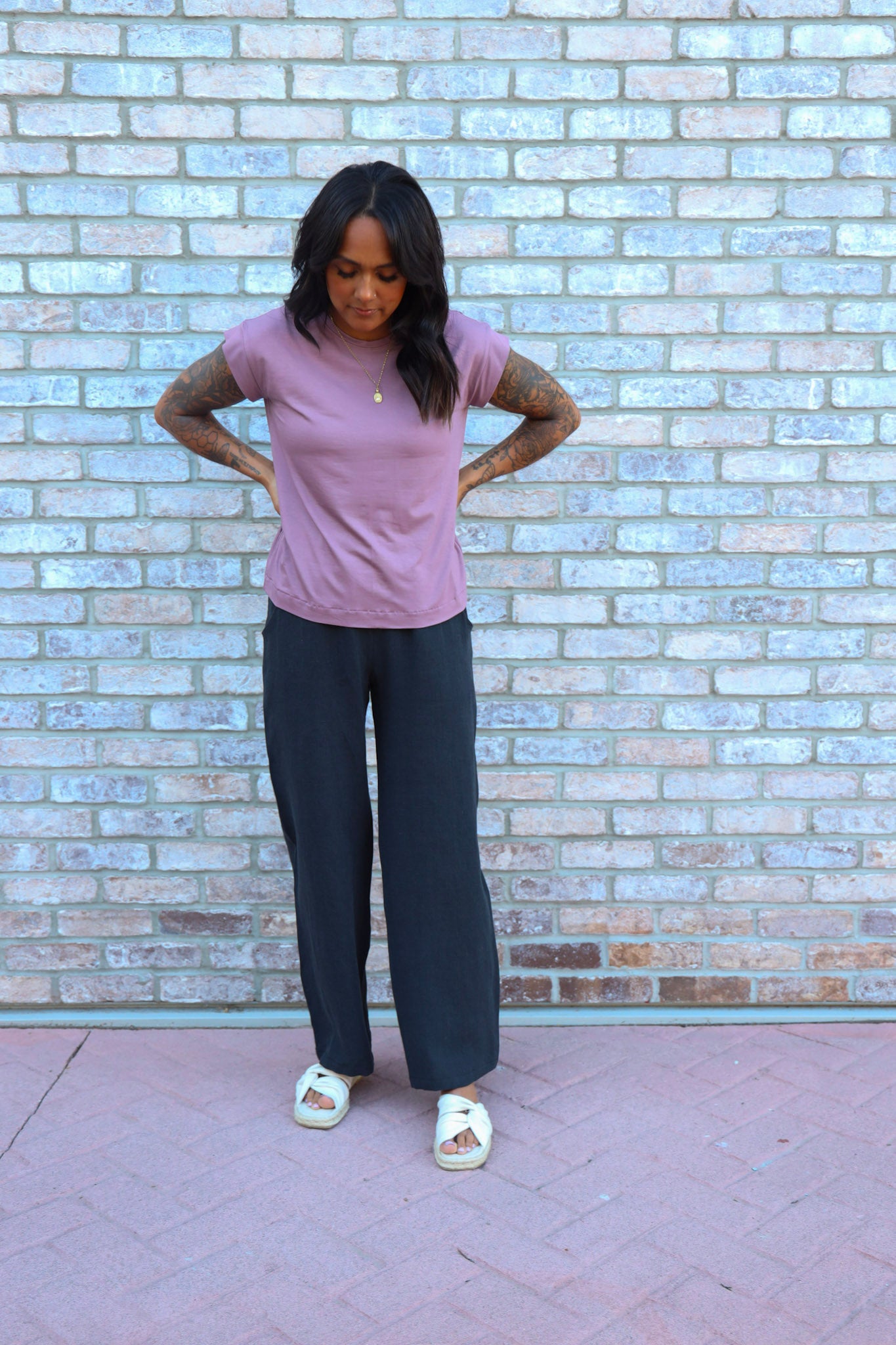 The Belle - Wide Leg Slacks - Hemp