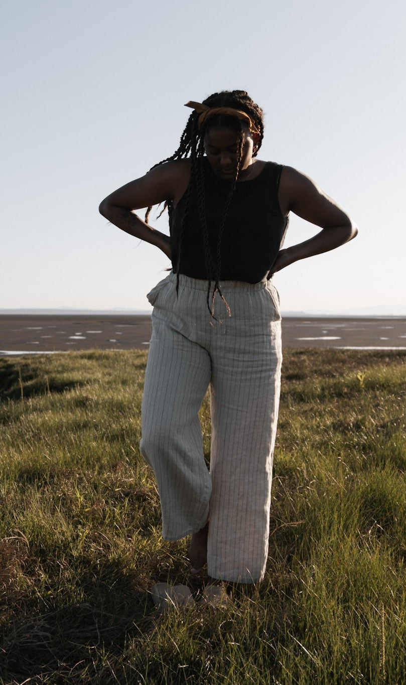The Belle - Wide Leg Slacks - Heavy Linen Twill