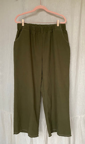 Marketplace - Large - Wanderer Wide Leg Slacks  - Cotton Canvas - Olive