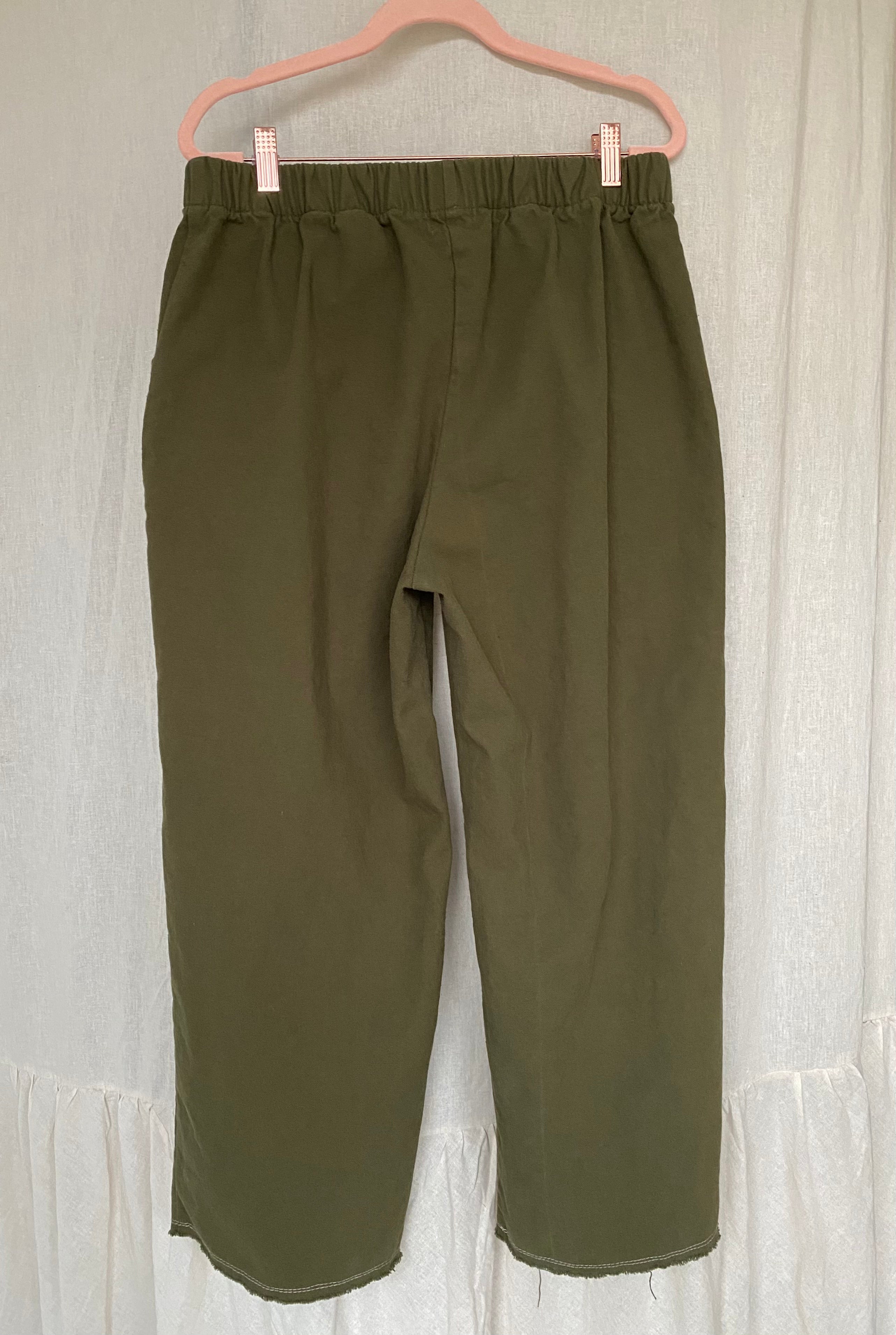 Marketplace - Large - Wanderer Wide Leg Slacks  - Cotton Canvas - Olive