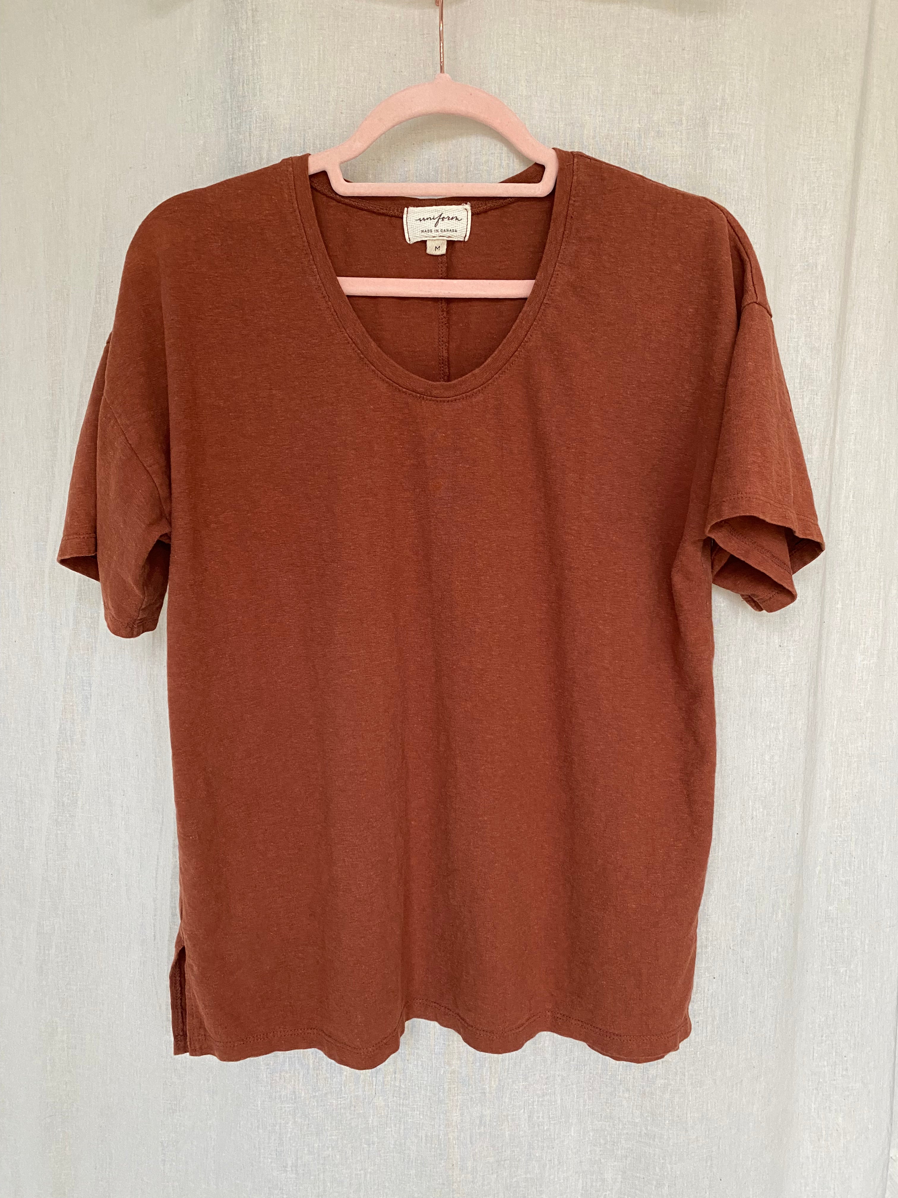 Marketplace - Medium - T Shirt - Scoop Neck - Hemp Jersey Spandex - Pecan