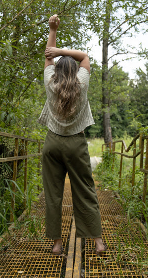 Marketplace - Large - Wanderer Wide Leg Slacks  - Cotton Canvas - Olive