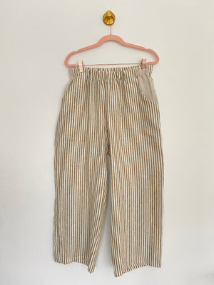 Marketplace - XS - Wanderer Wide Leg Slacks - Linen -  Olive Stripe