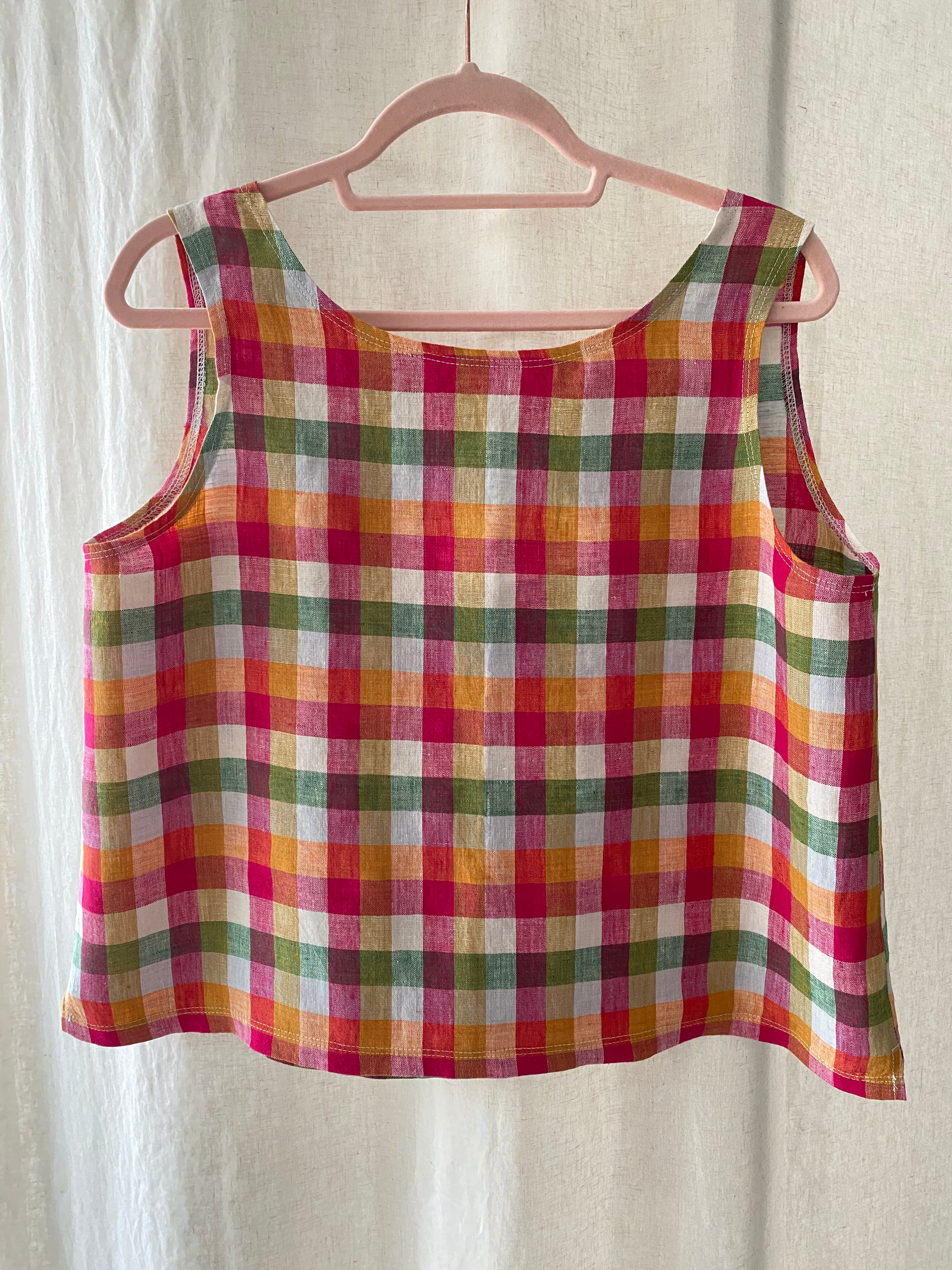 Marketplace - Large - Tank Top - Linen - Orchard Check