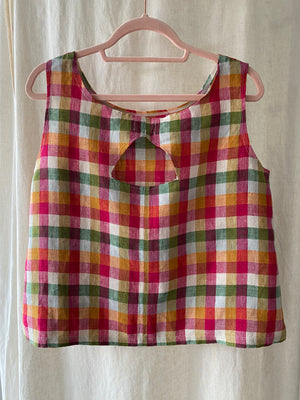 Marketplace - Large - Tank Top - Linen - Orchard Check