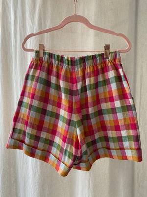 Marketplace - Medium - Cuff Shorts - Linen - Orchard Check