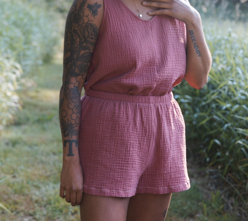 Marketplace - S - Gauze Shorts - Cactus Rose