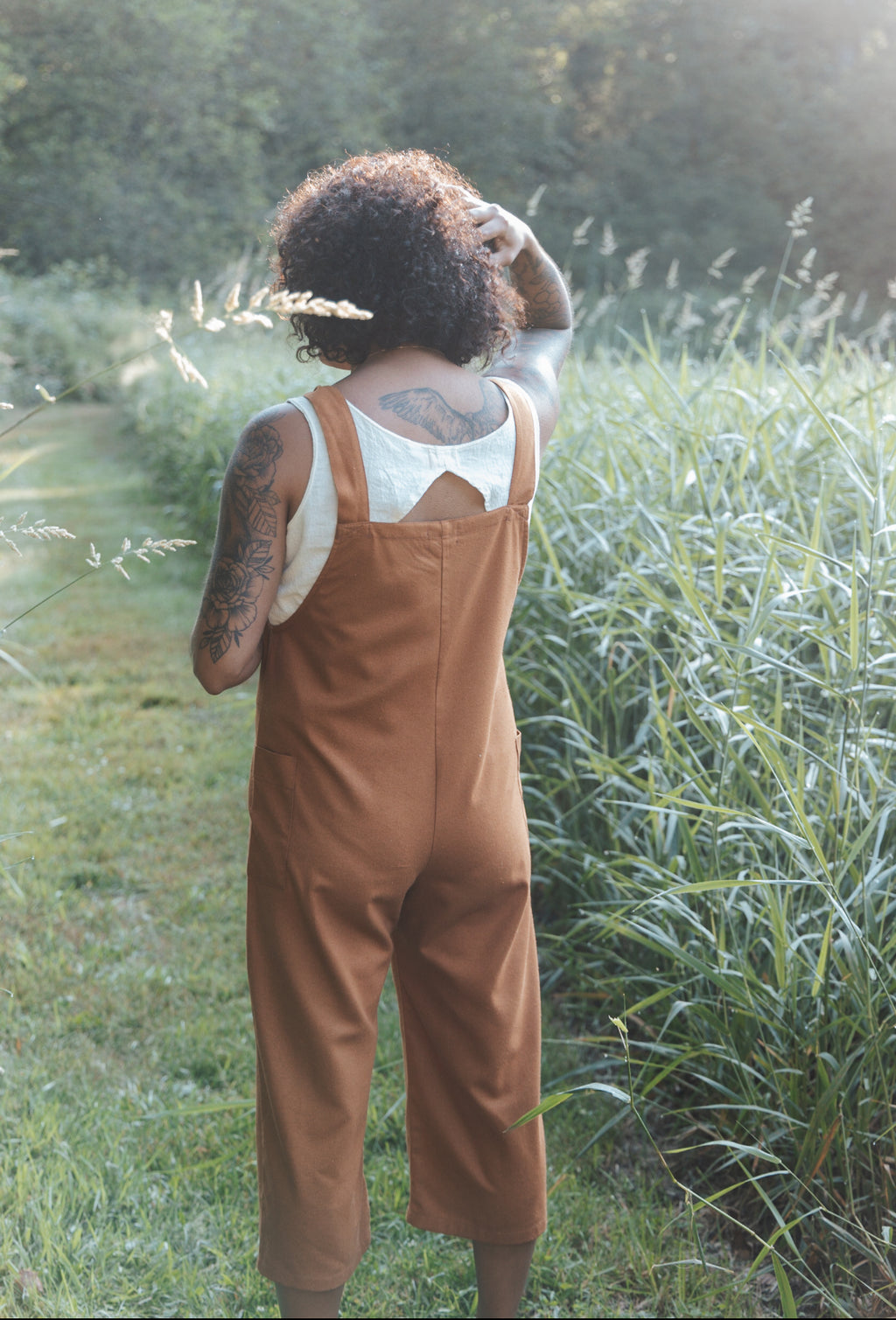 Marketplace - M - Pedal Pusher  Dungarees - Raw Silk - Cinnamon