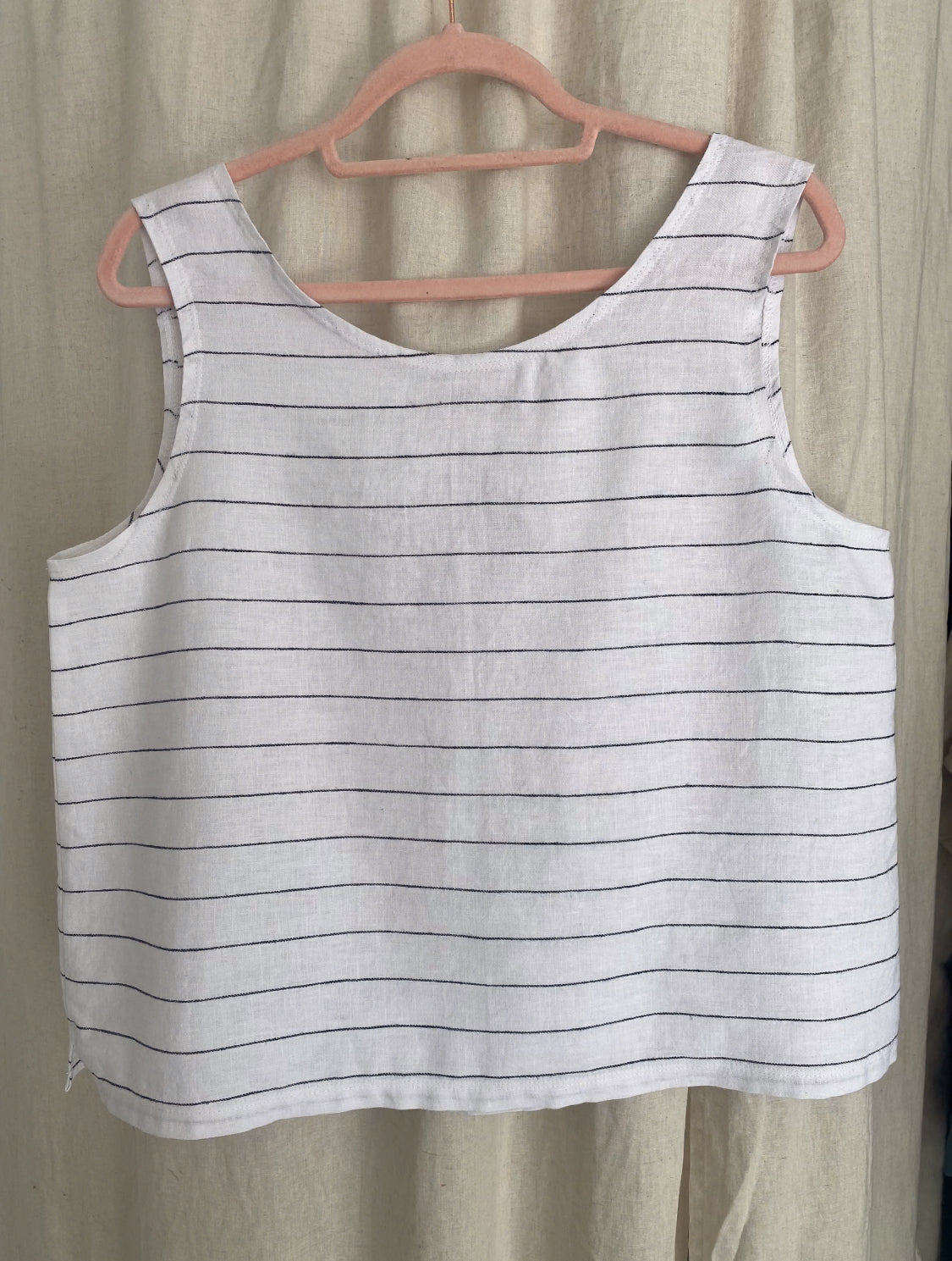 Marketplace - XL -  Tank Top - Linen - Black Stripe