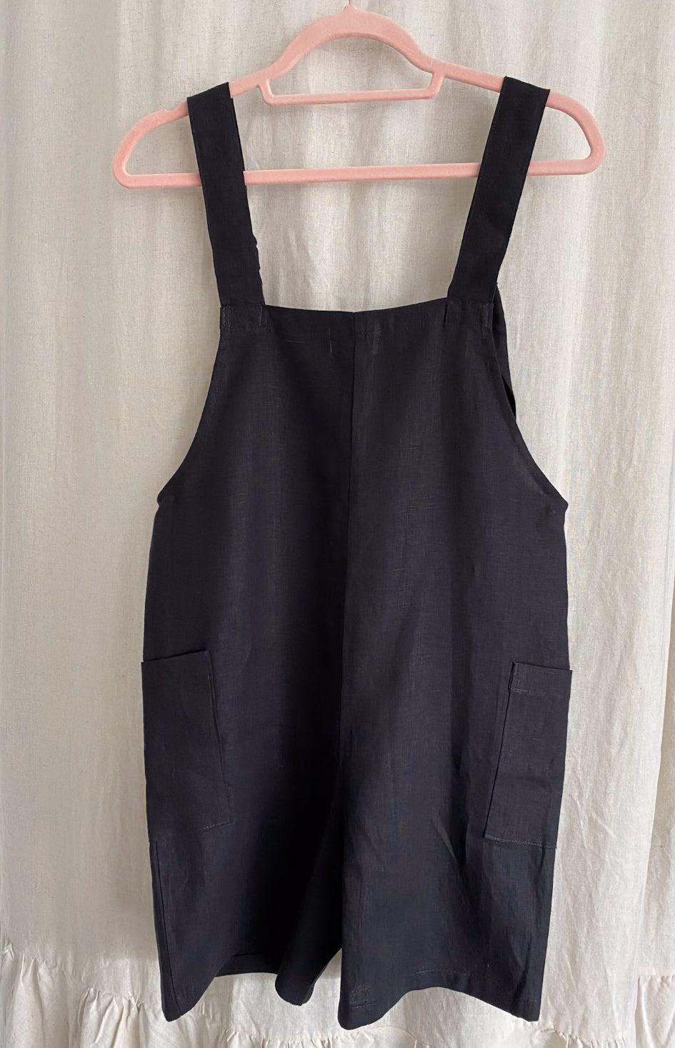 Marketplace - XS - Dungaree Shorts - Linen - Black