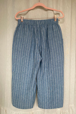 Marketplace, Medium, Pedal Pushers, Linen, Denim Stripe