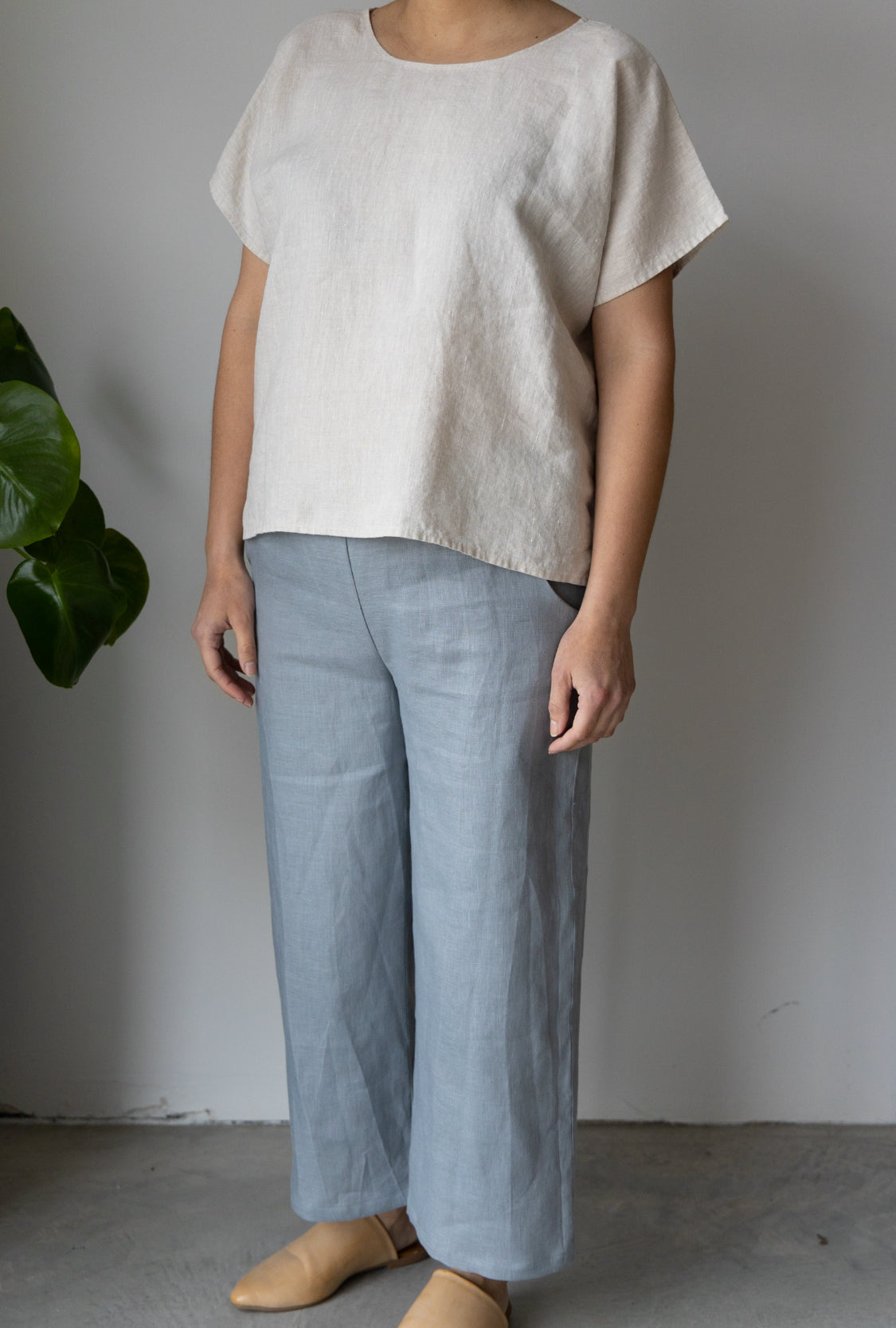 Marketplace - S - Wanderer Wide Leg Slacks - Linen - Blue Arctic