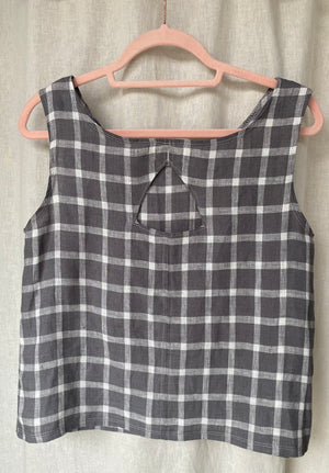 Marketplace - Large - Tank Top - Linen - Grey Check