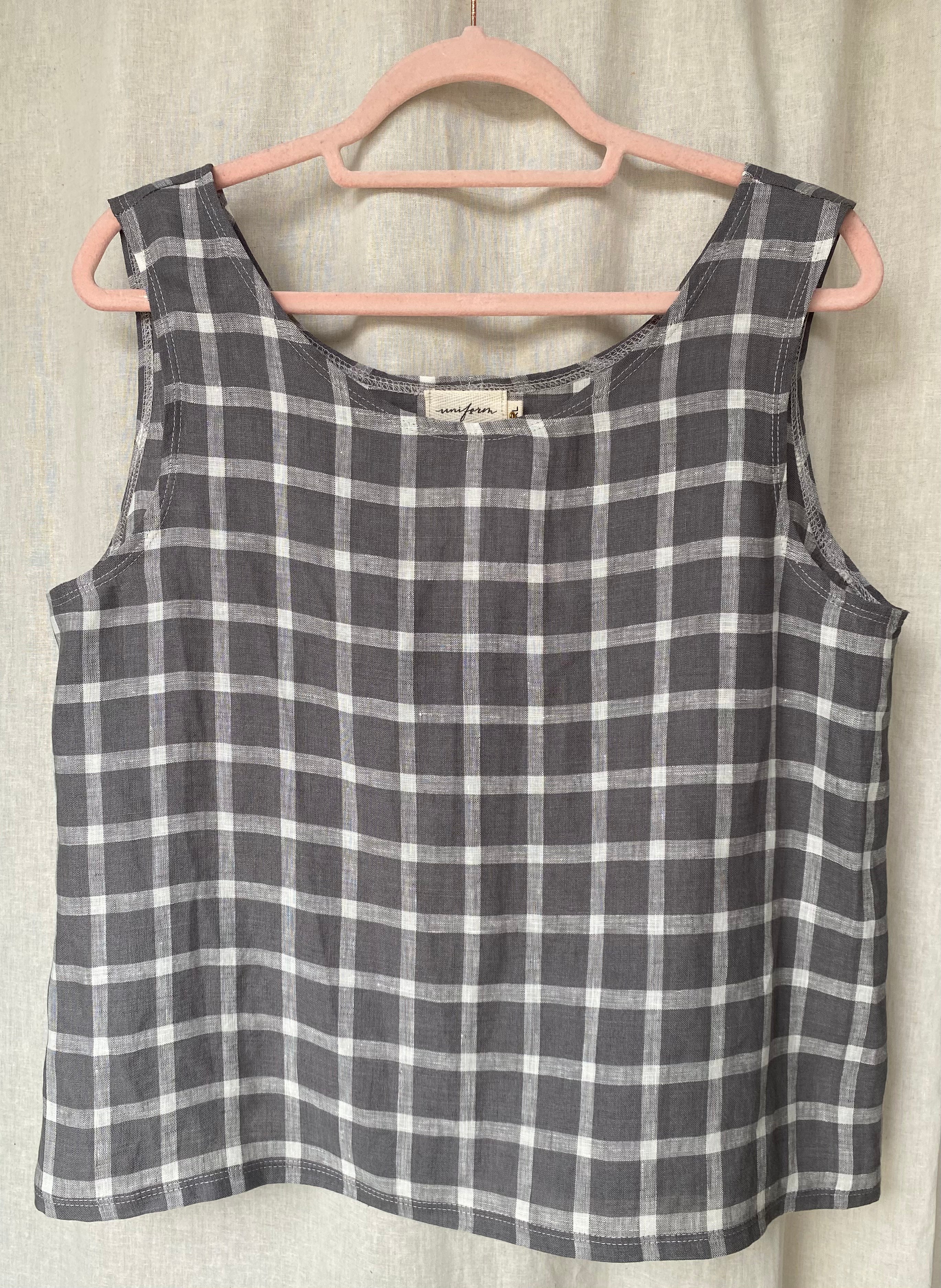 Marketplace - Large - Tank Top - Linen - Grey Check