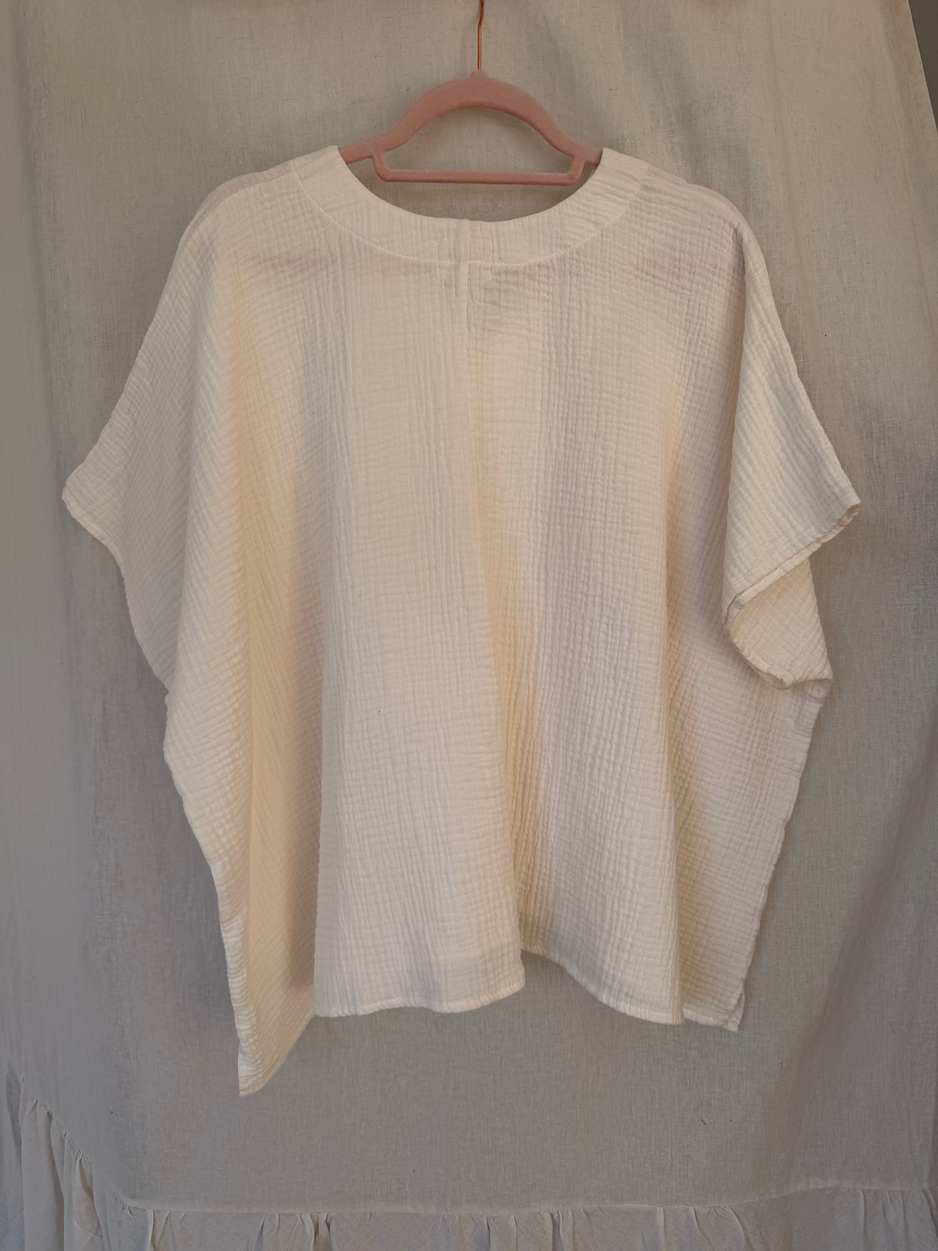 Marketplace - 3X - Cream - V Neck - Gauze Top