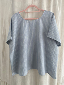 Marketplace - 2X - Box Top - Hemp Organic Cotton - Blue Stripe