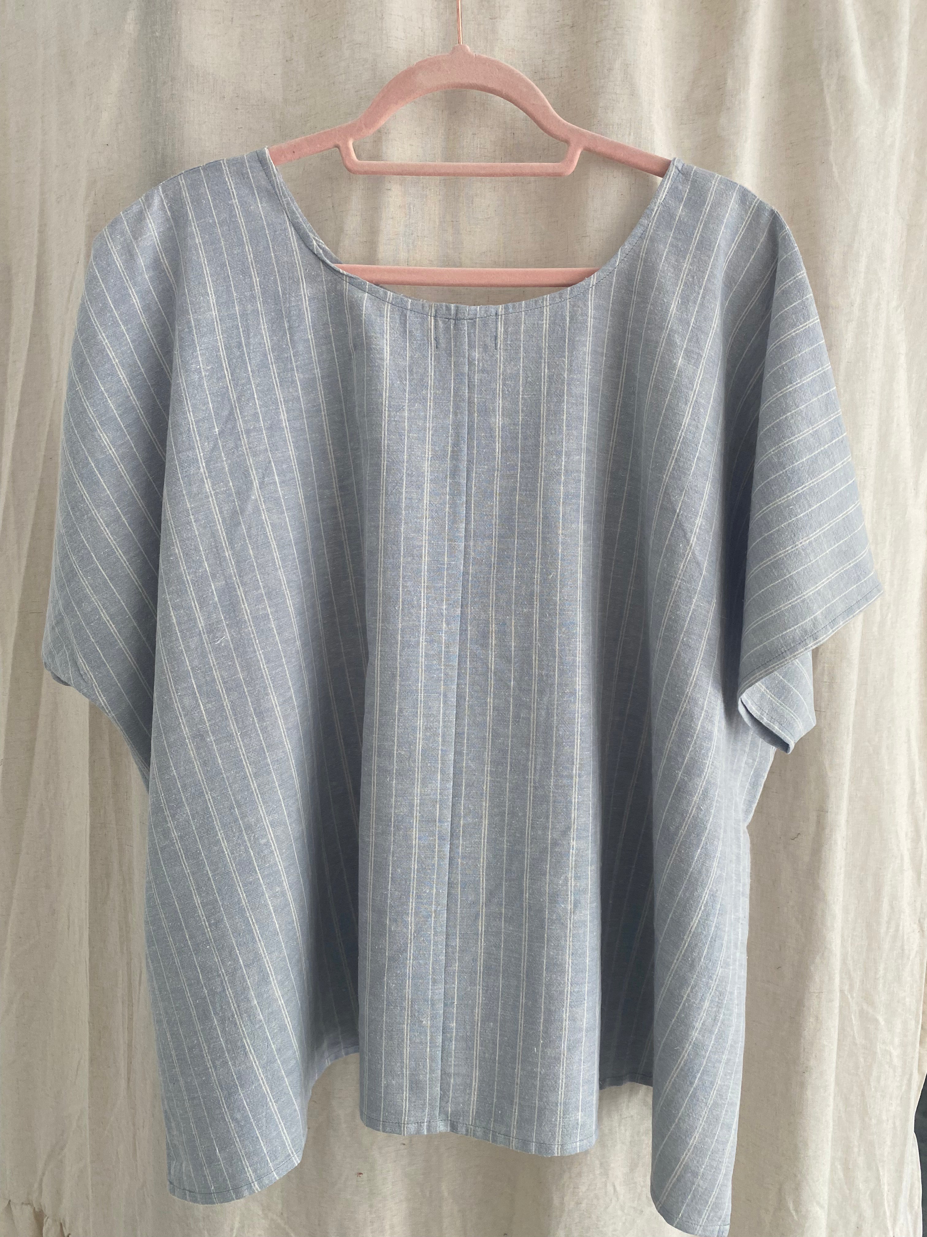 Marketplace - 2X - Box Top - Hemp Organic Cotton - Blue Stripe