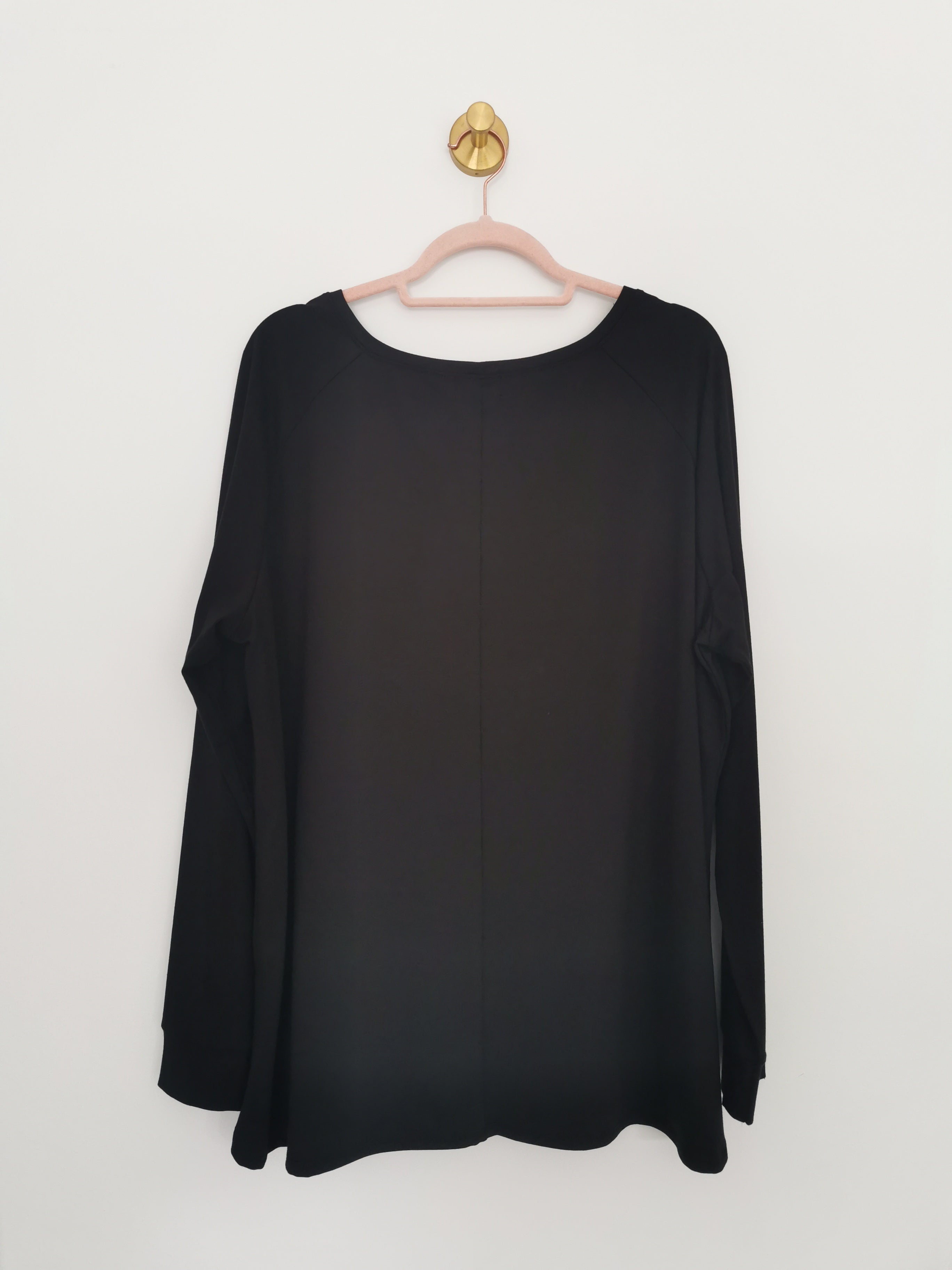 Marketplace - 2X - Black Cotton Knit - Raglan Top