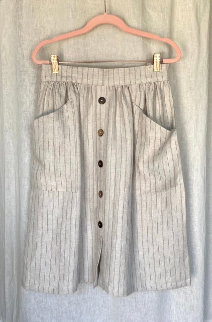 Marketplace - S - Charcoal Stripe Linen - Skirt