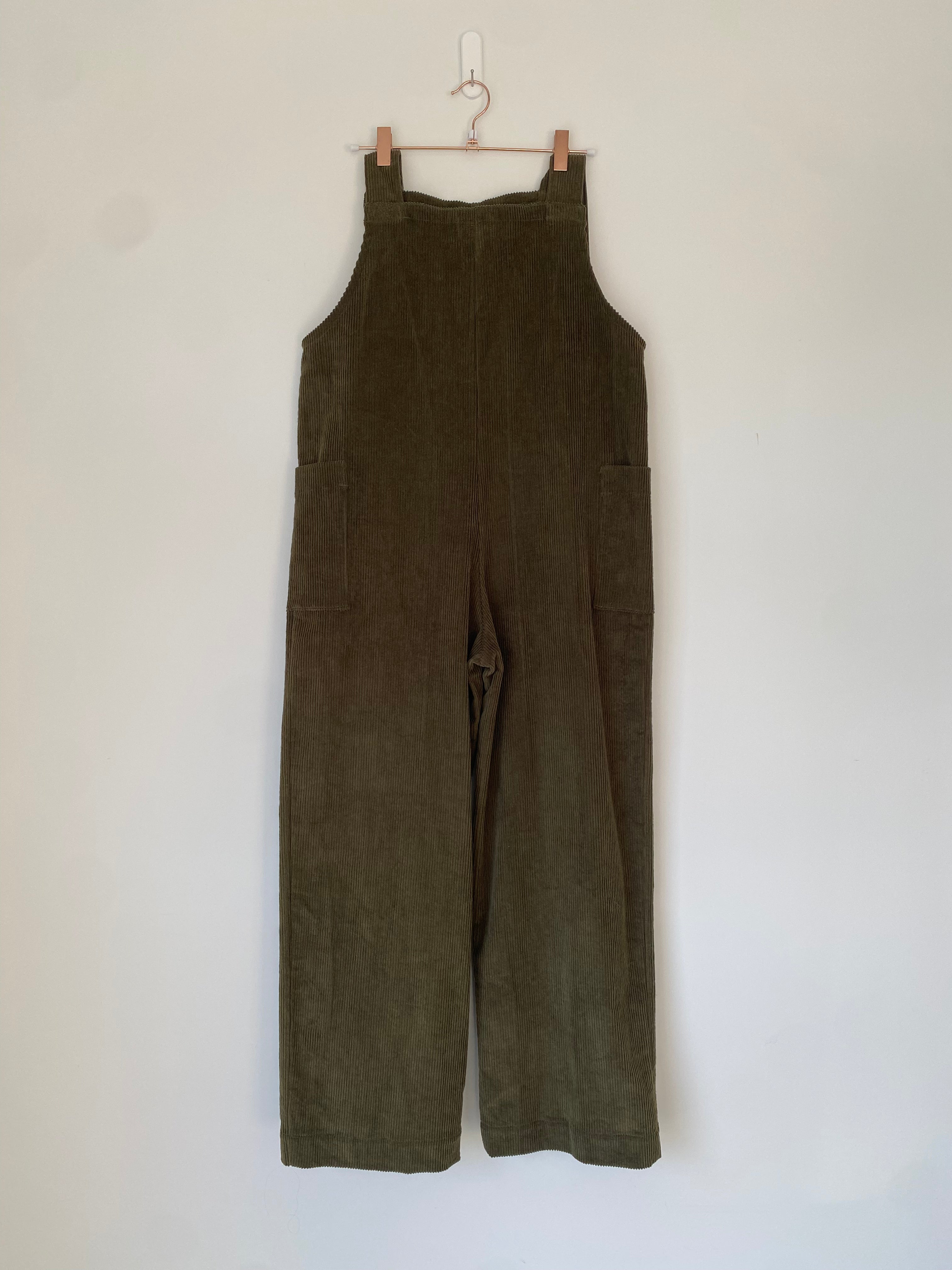 Marketplace - S - Wanderer Wide Leg Dungarees - 8 Wale Corduroy - Moss