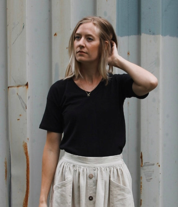 The T Shirt-V Neck-Hemp Jersey Spandex-Tall