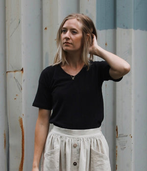 The T Shirt-V Neck-Hemp Jersey Spandex-Tall