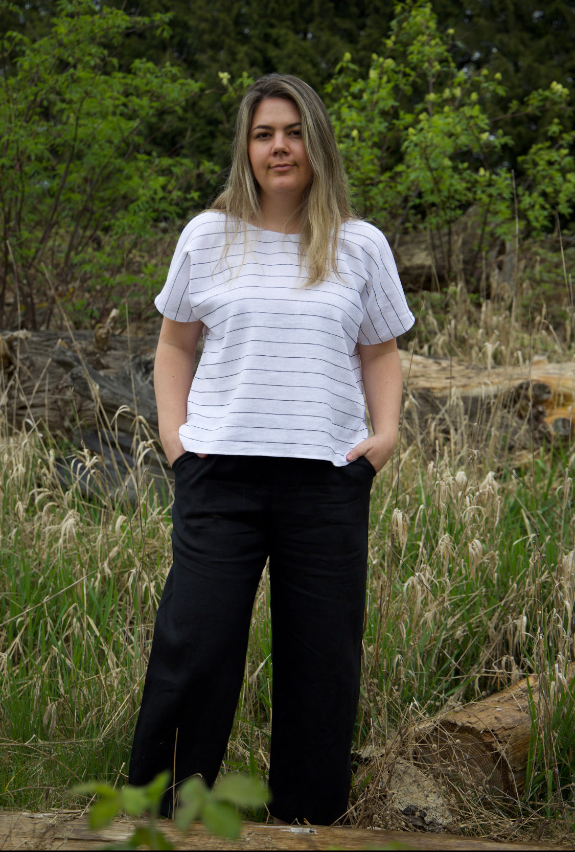 The Box Top -  Linen - Checks & Stripes