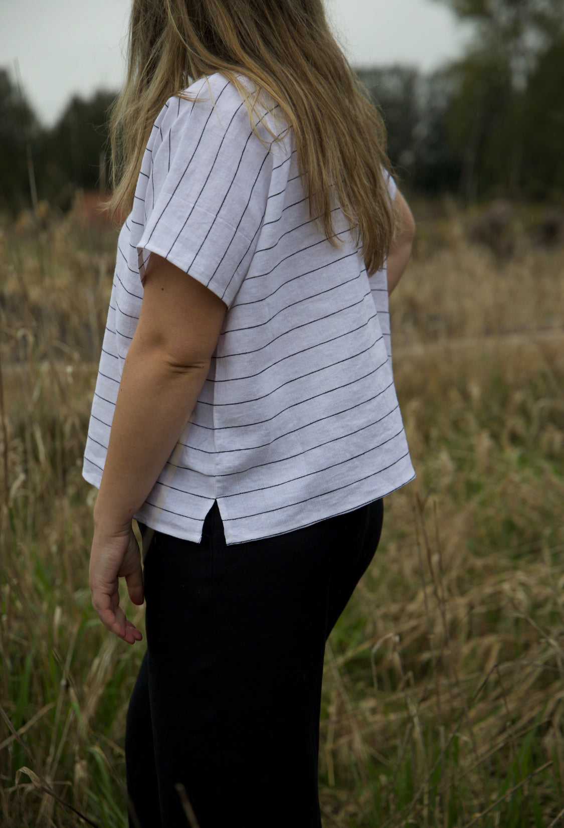 The Box Top -  Linen - Checks & Stripes