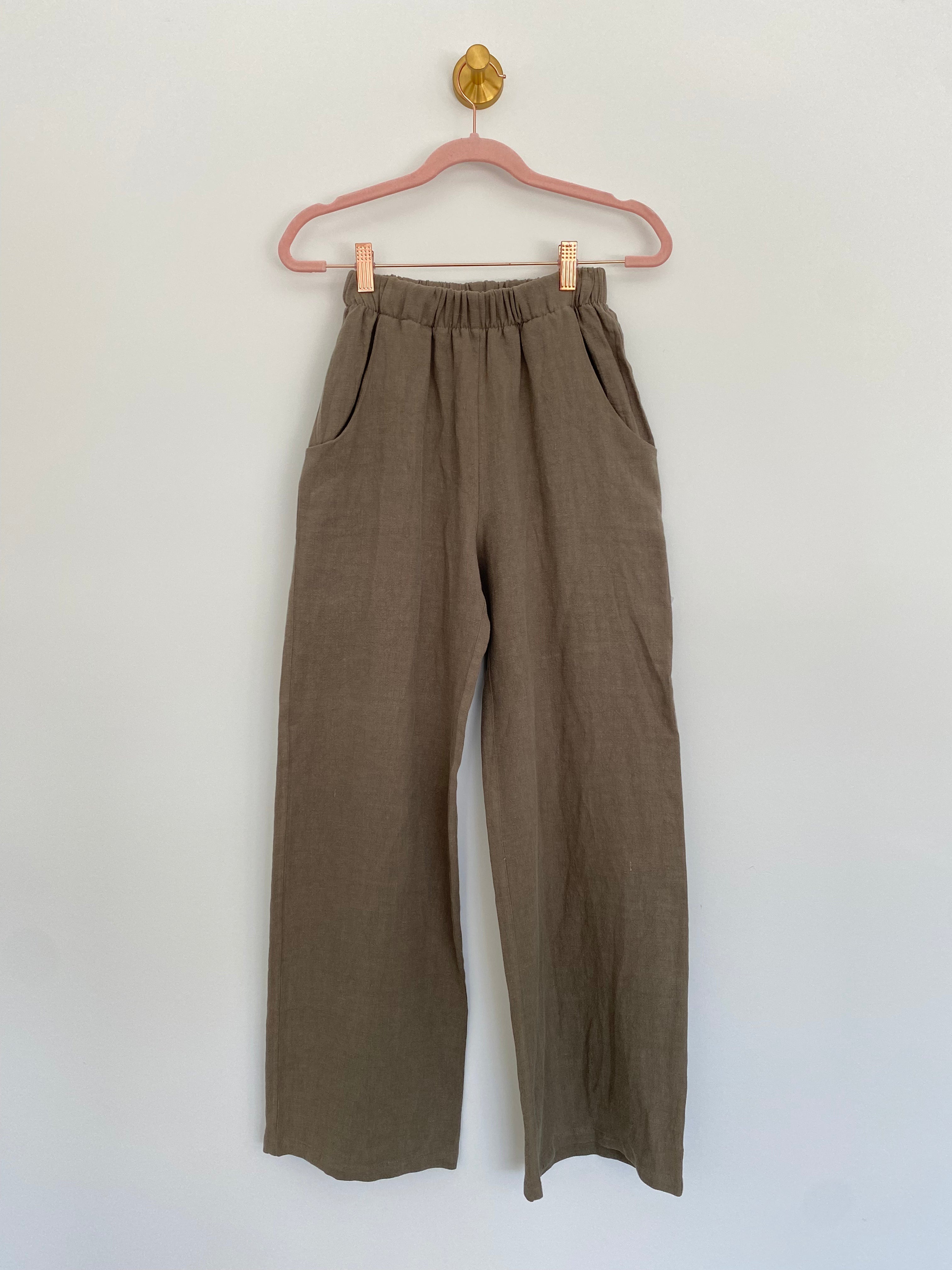 Marketplace - XS - Belle Wide Leg Slacks - Antique Linen - Khaki