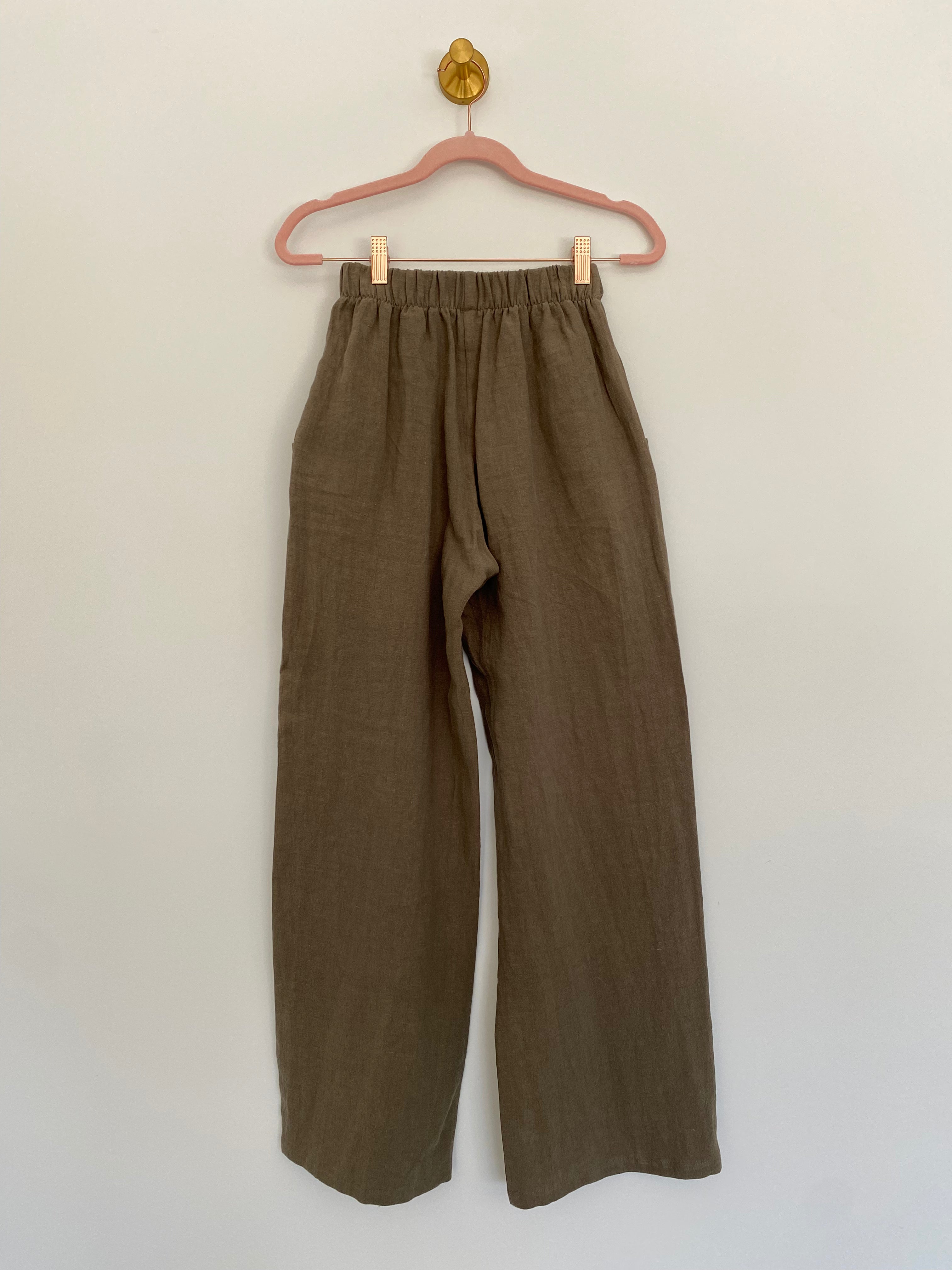 Marketplace - XS - Belle Wide Leg Slacks - Antique Linen - Khaki