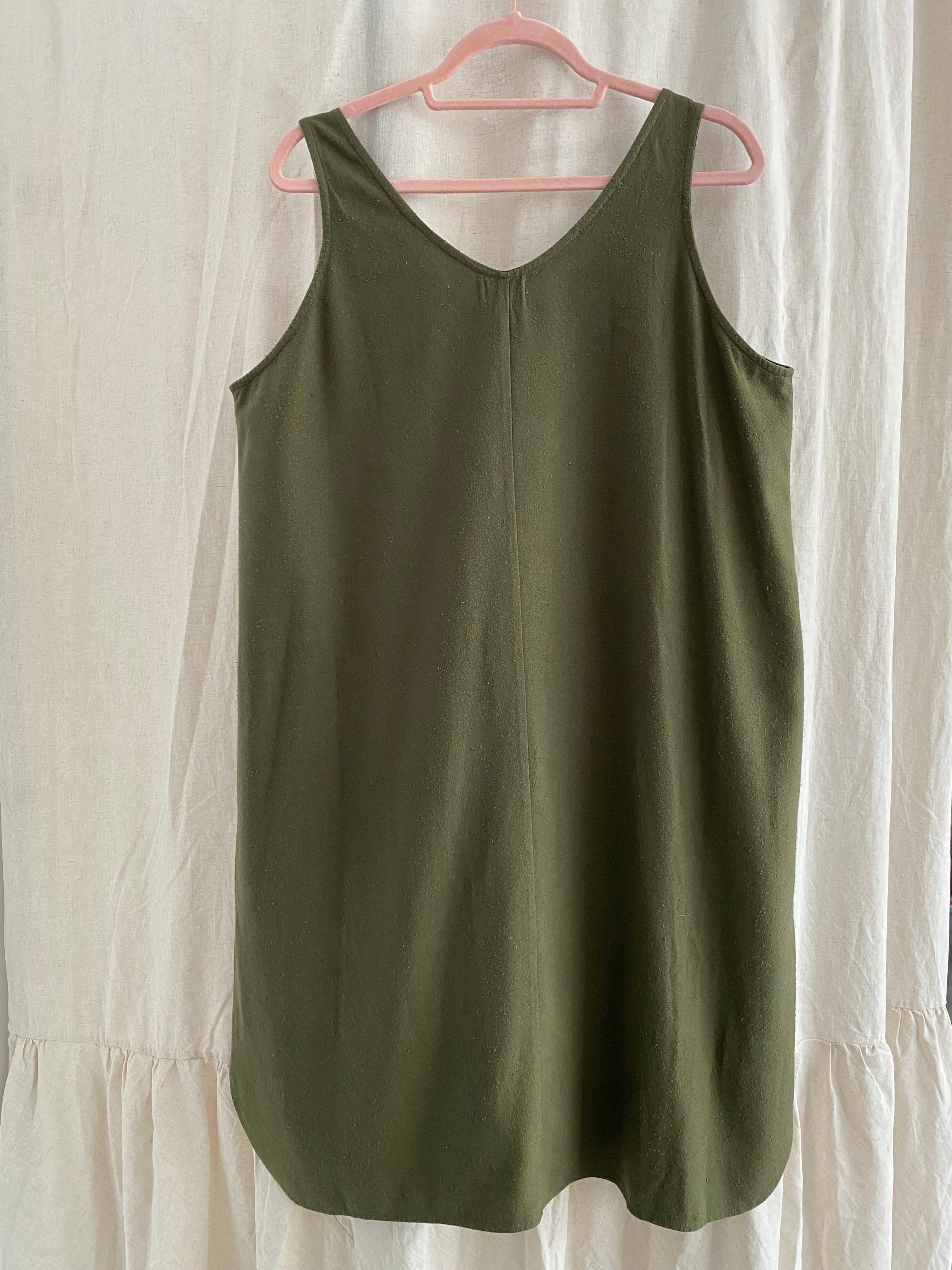 Marketplace - XL - Winona Dress - Raw Silk - Olive