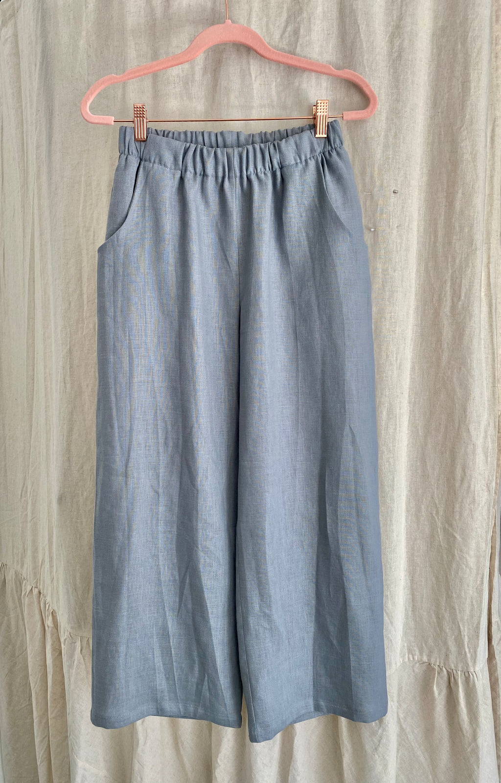 Marketplace - S - Wanderer Wide Leg Slacks - Linen - Blue Arctic