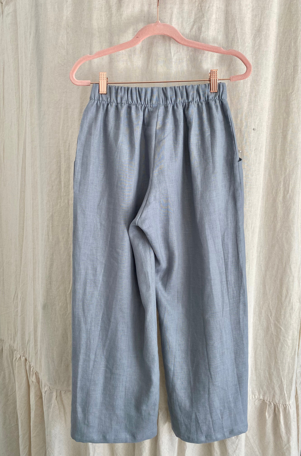 Marketplace - S - Wanderer Wide Leg Slacks - Linen - Blue Arctic