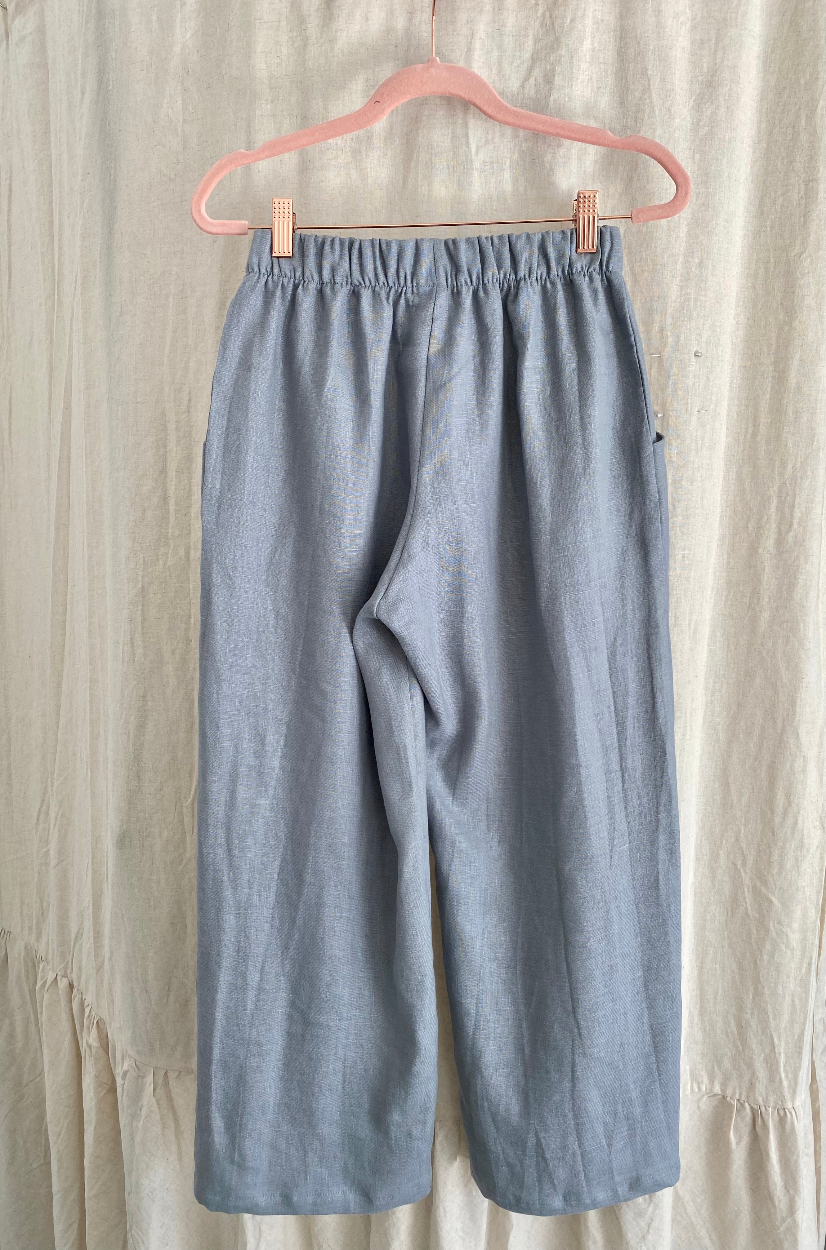 Marketplace - S - Wanderer Wide Leg Slacks - Linen - Blue Arctic
